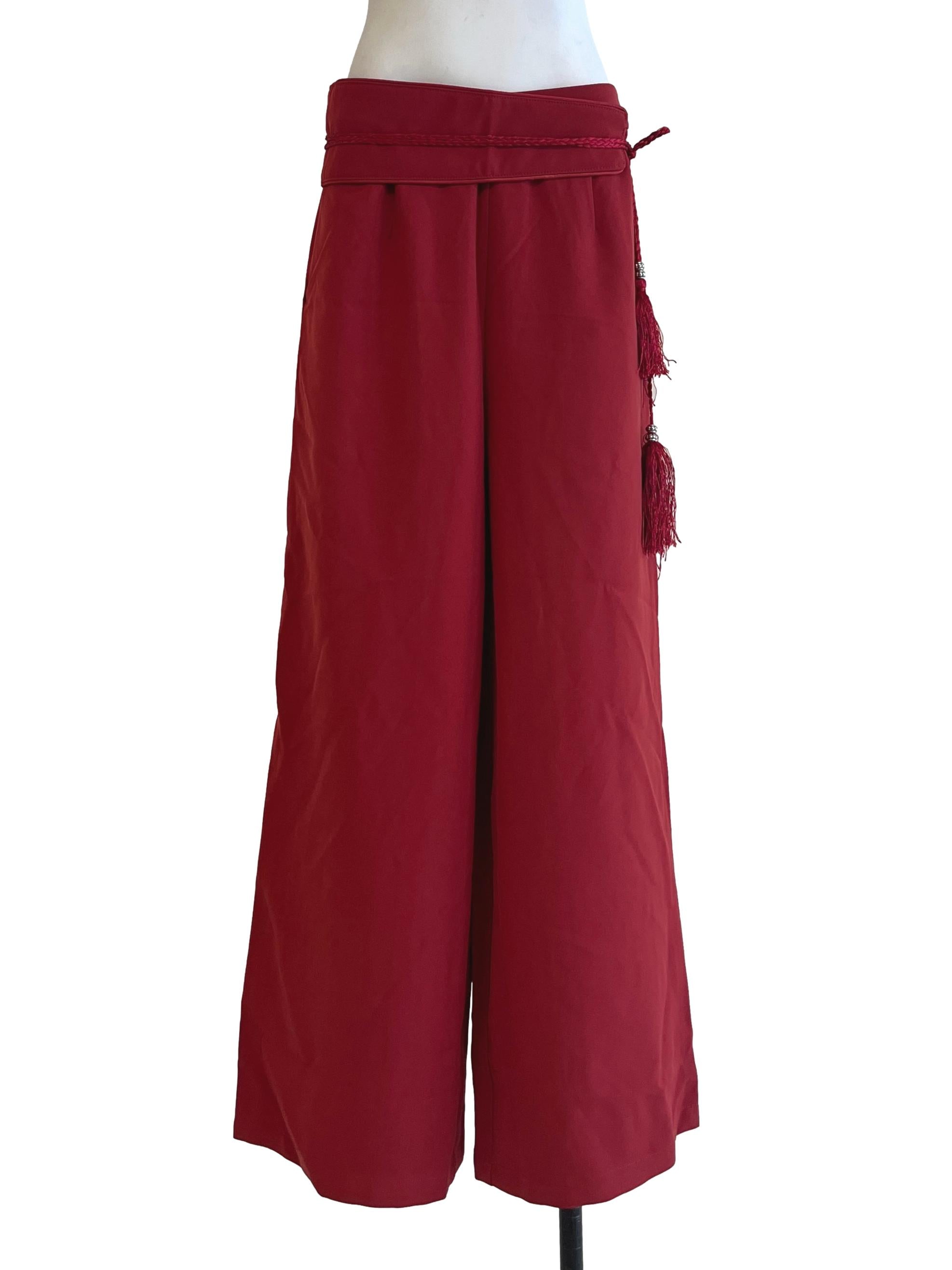Candy Red Wide Leg Pants YHF