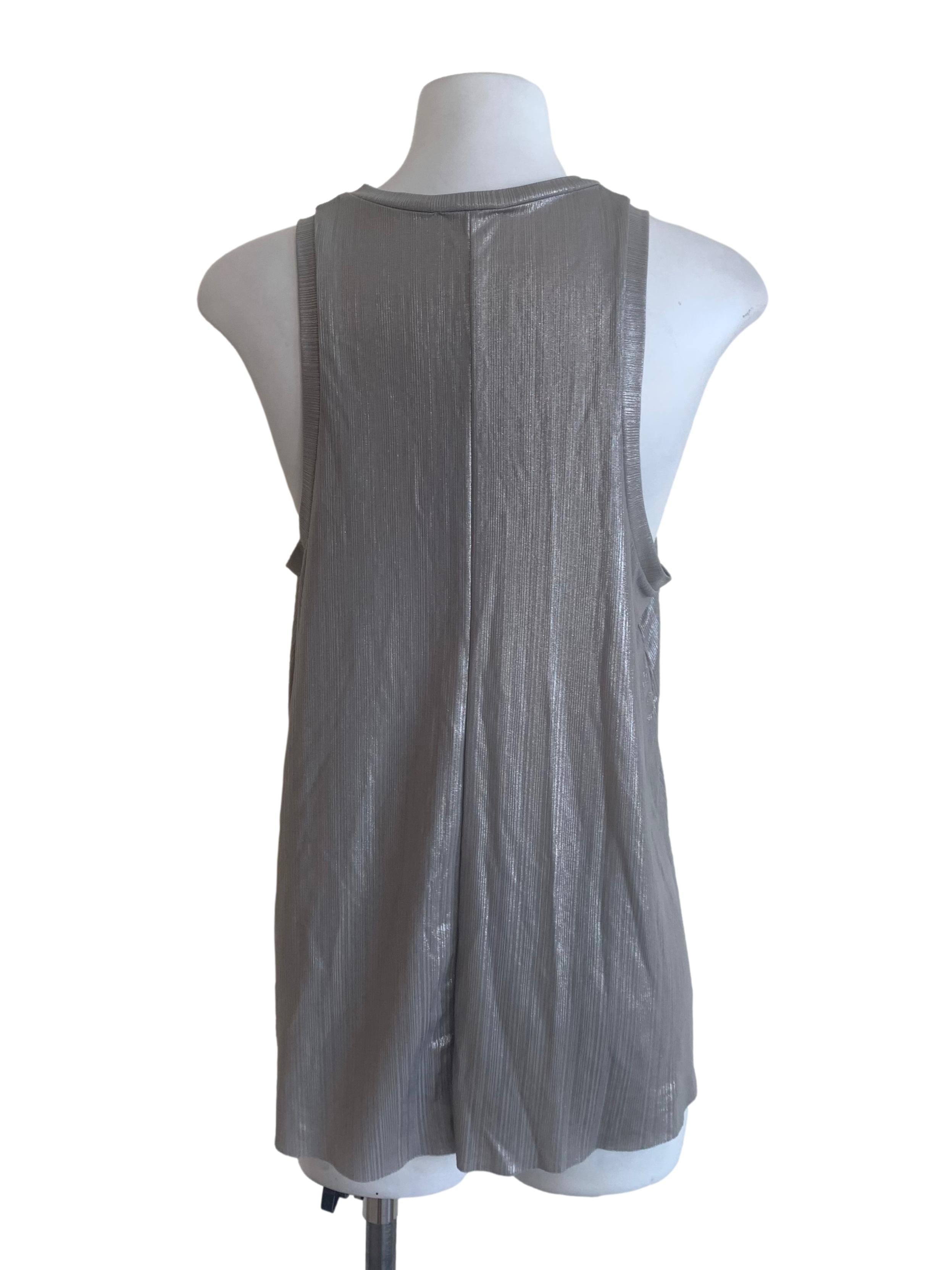 Graphite Grey Shiny Round Neck Top