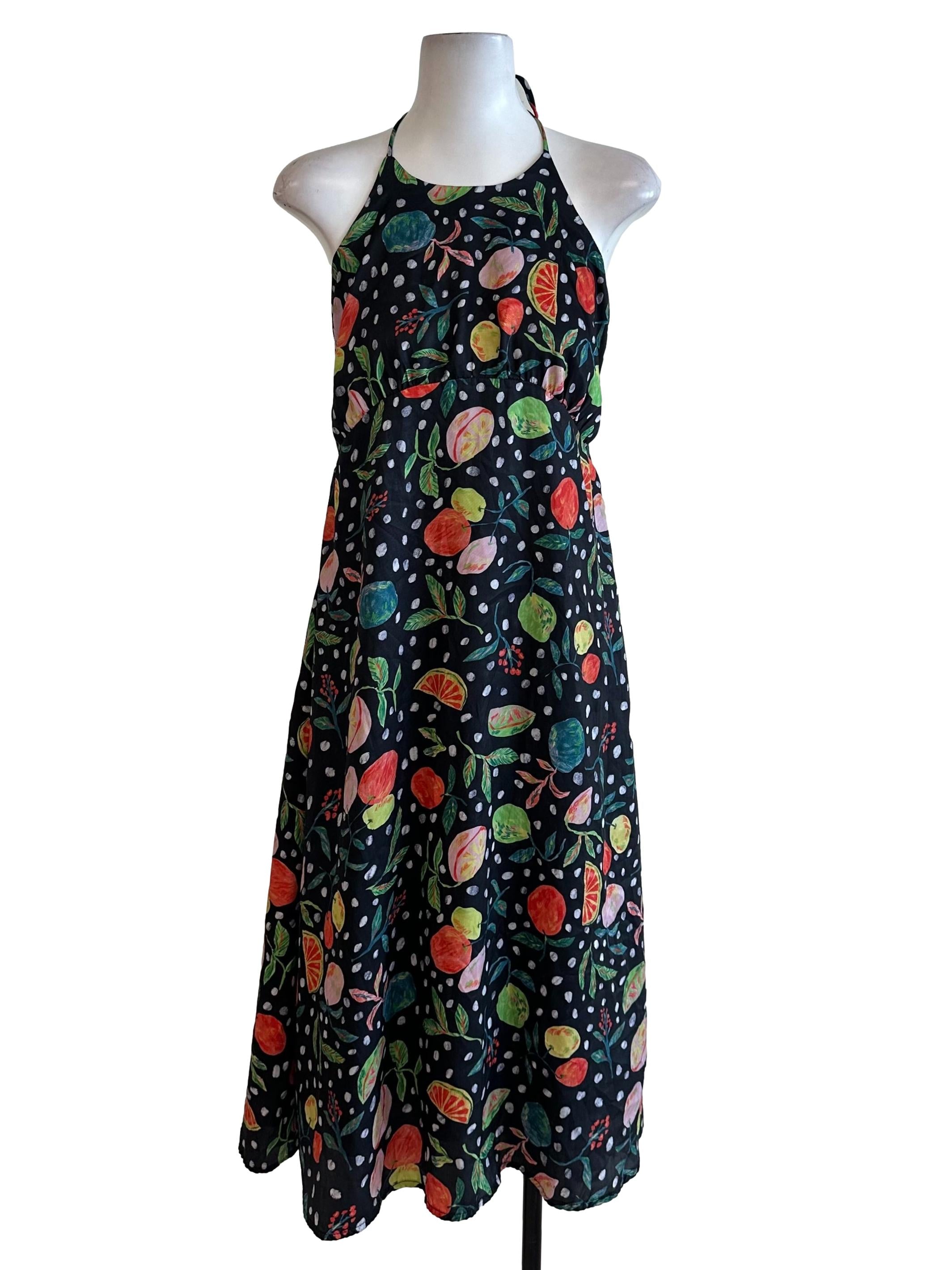 Black Pattern Halter Dress