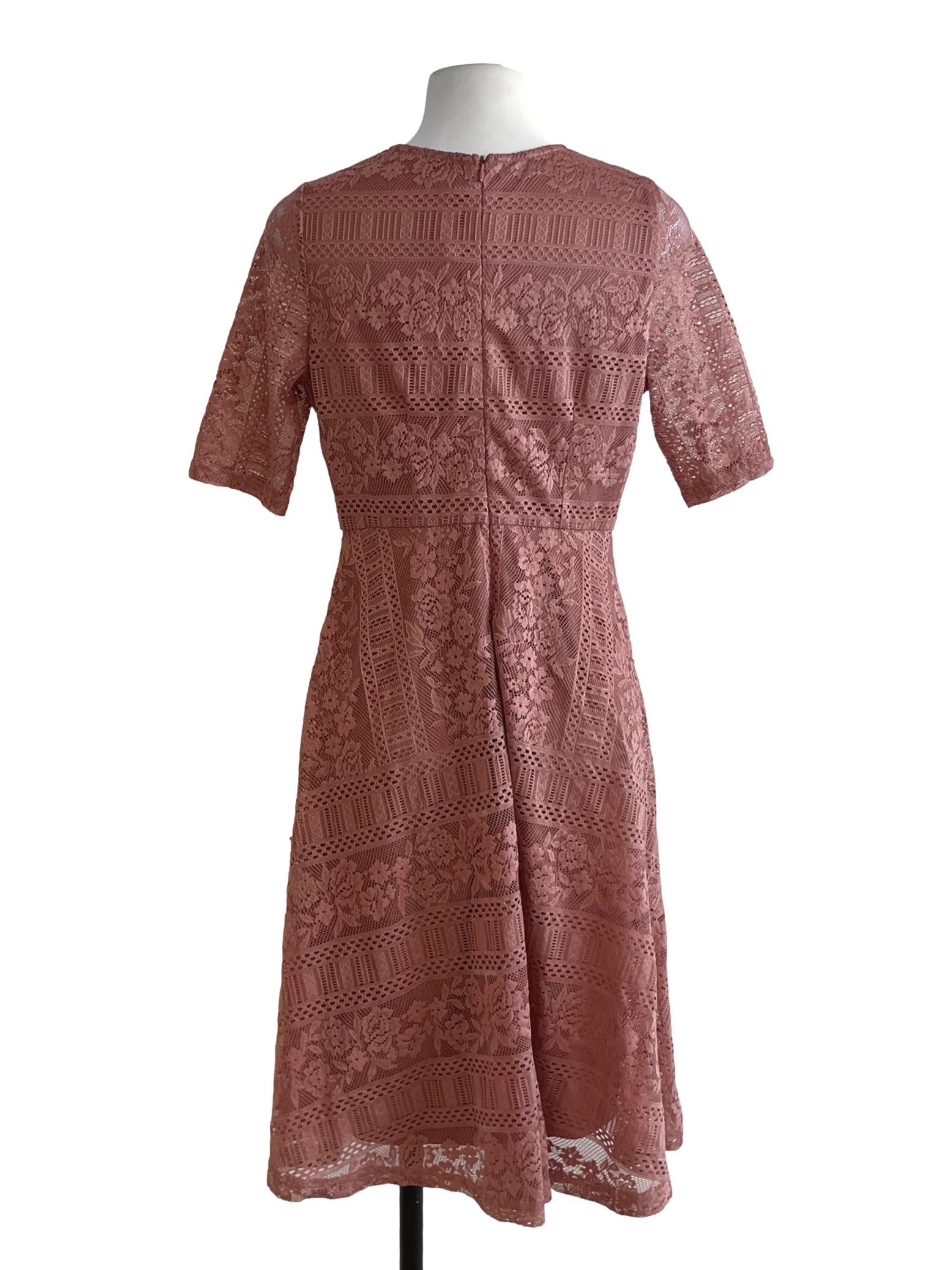 Blush Red Lace Empire Dress