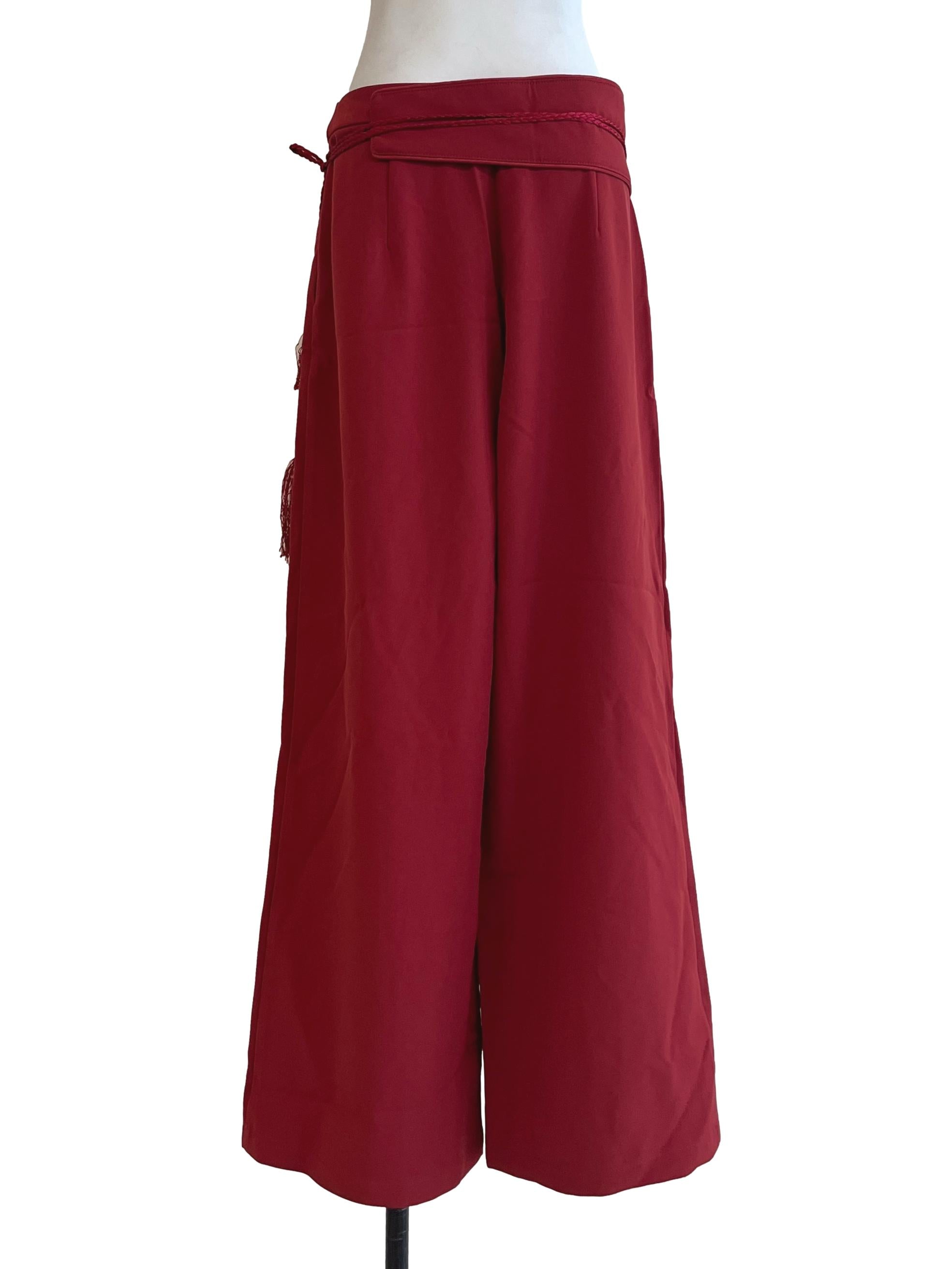 Candy Red Wide Leg Pants YHF
