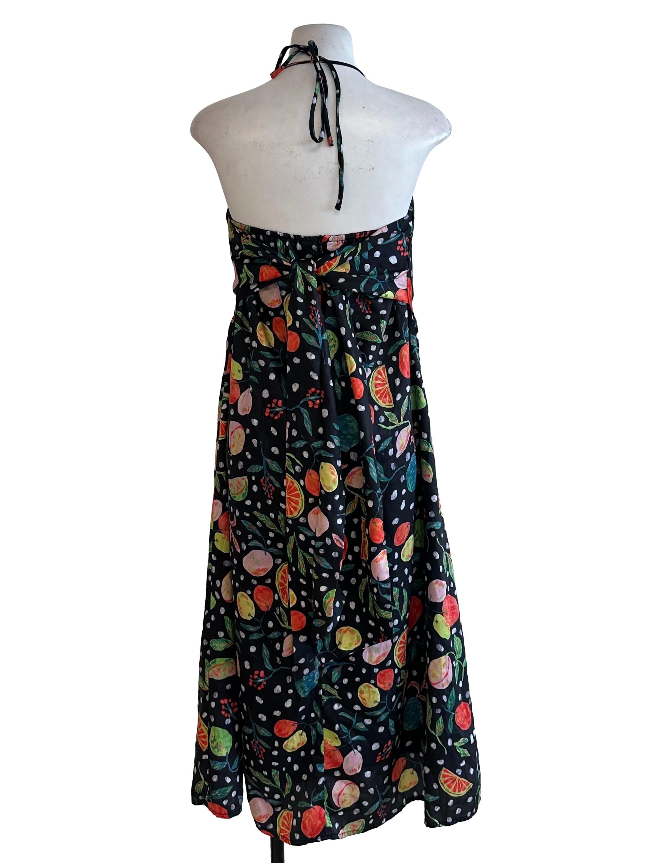 Black Pattern Halter Dress