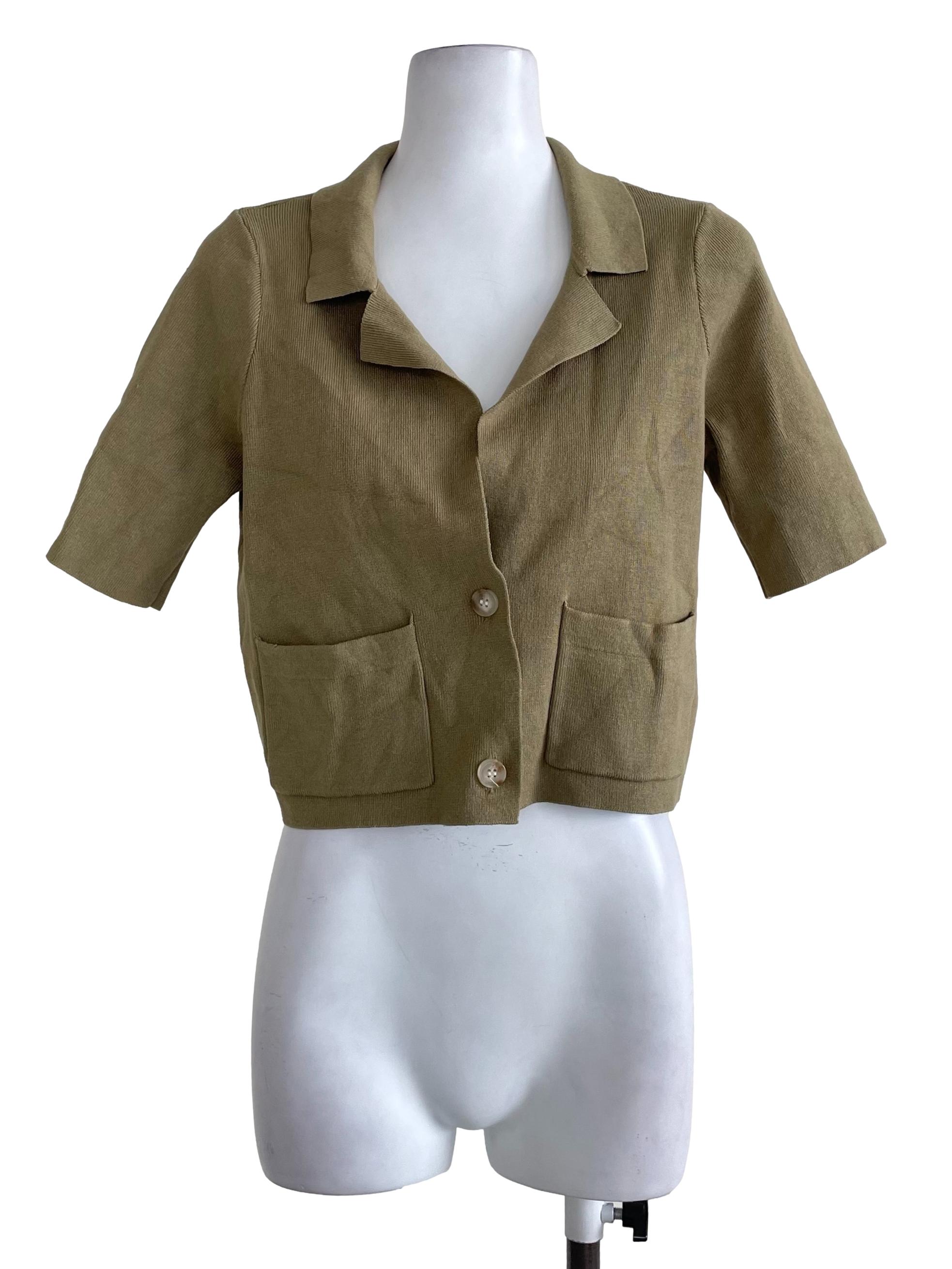 Olive Green Collar Top