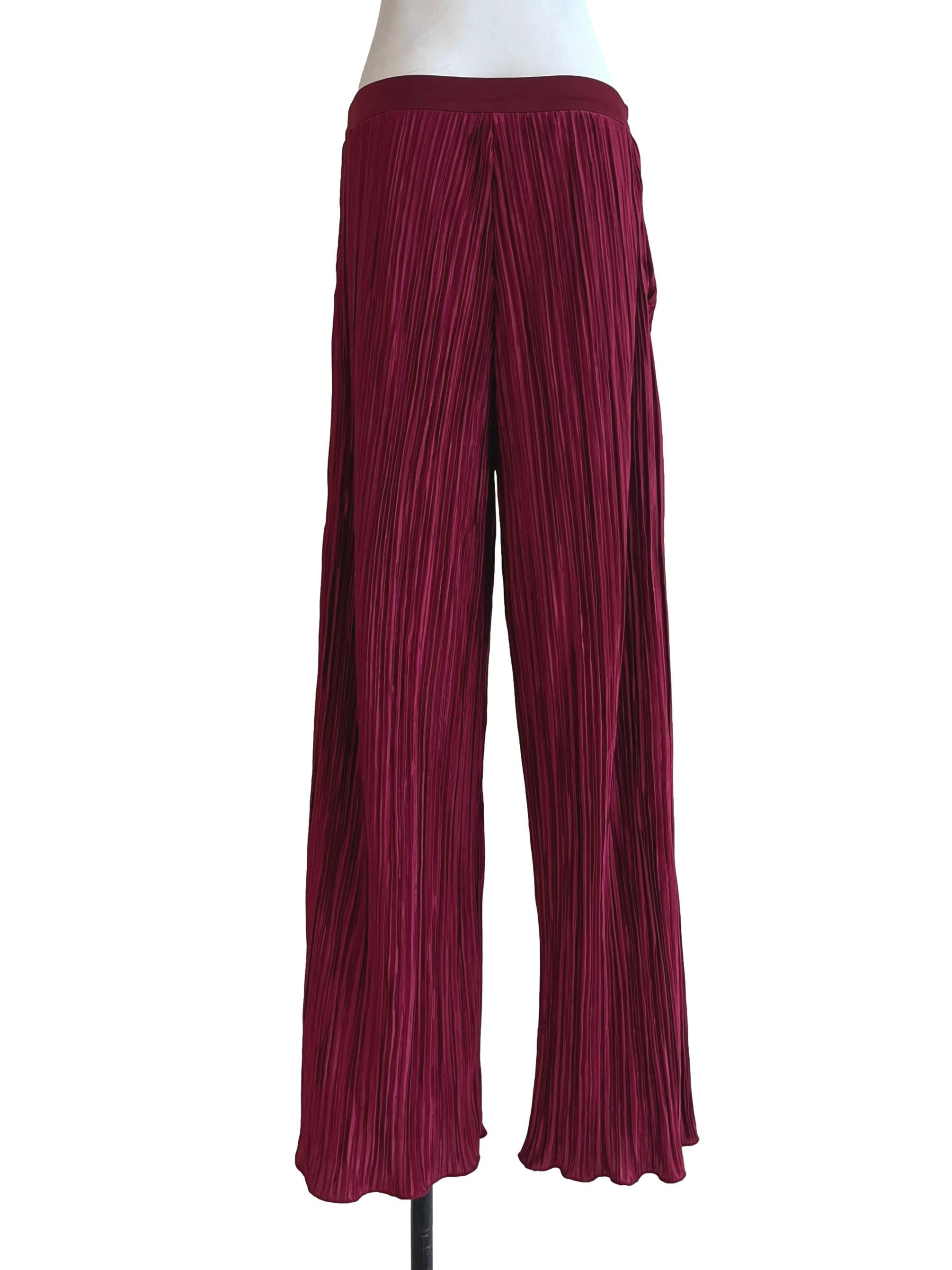 Apple Red Pleated Wide Leg Pants