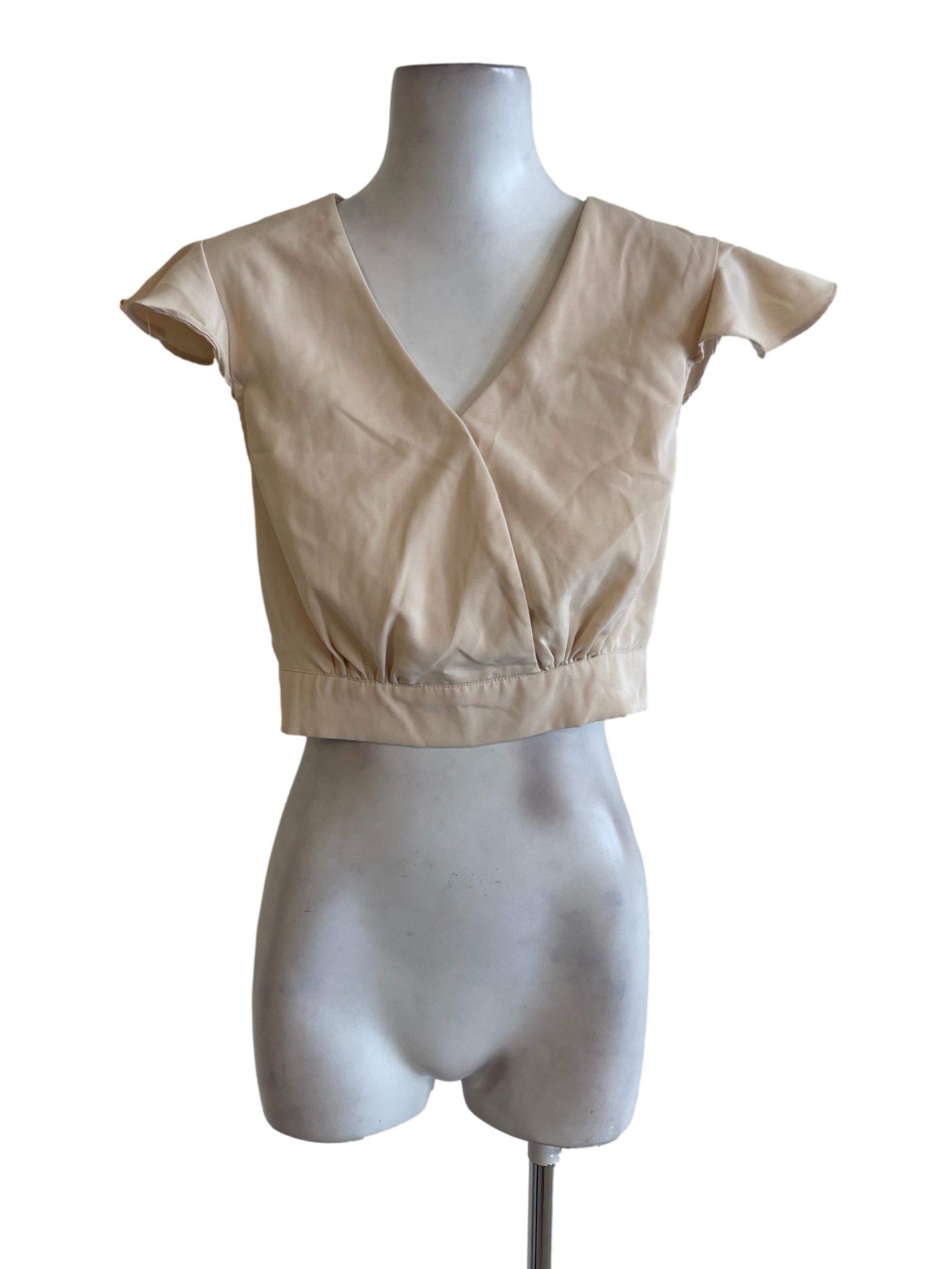 Latte Cowl Sleeve Crop Top