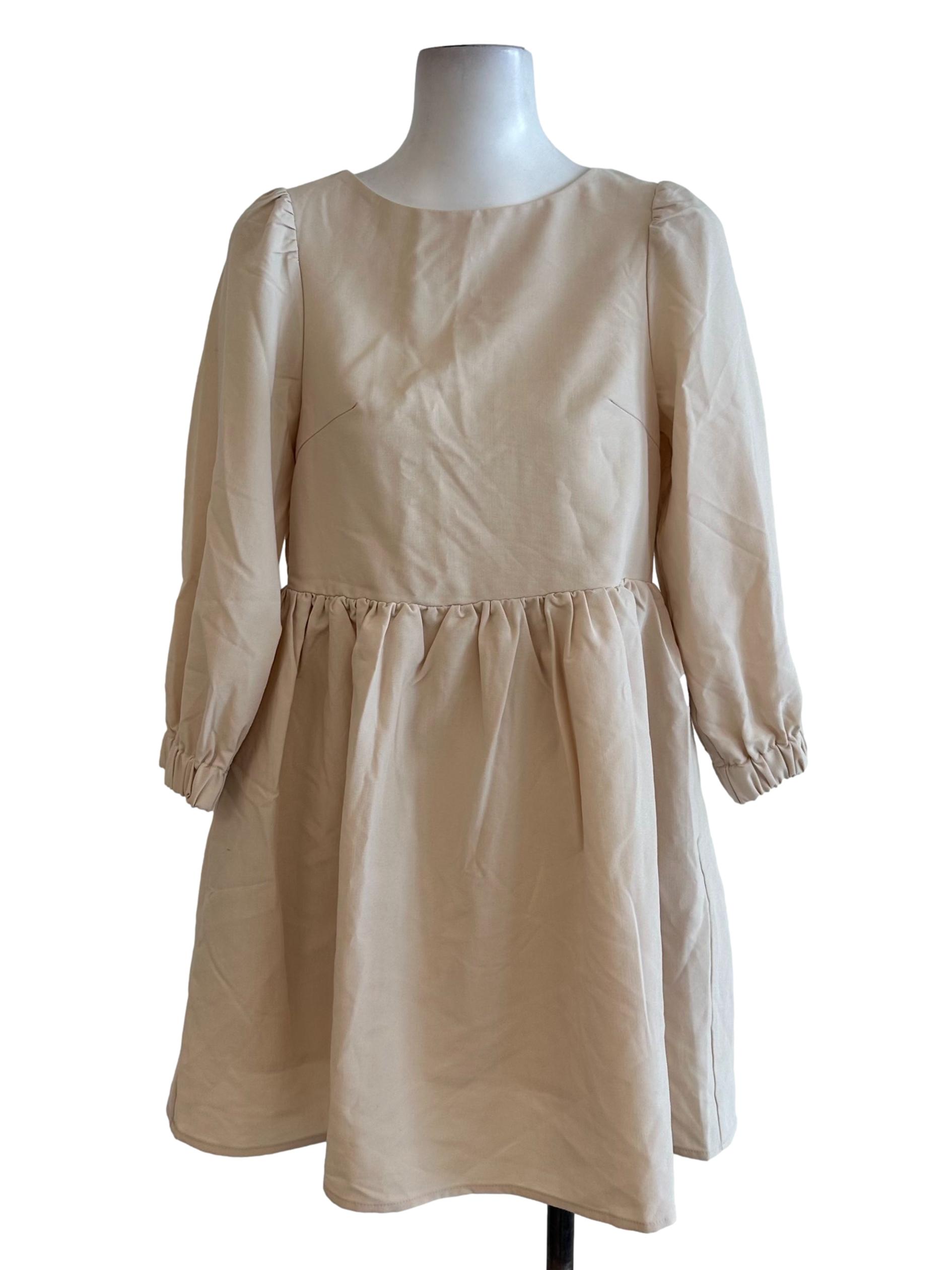 Sand Beige Long Sleeve Dress