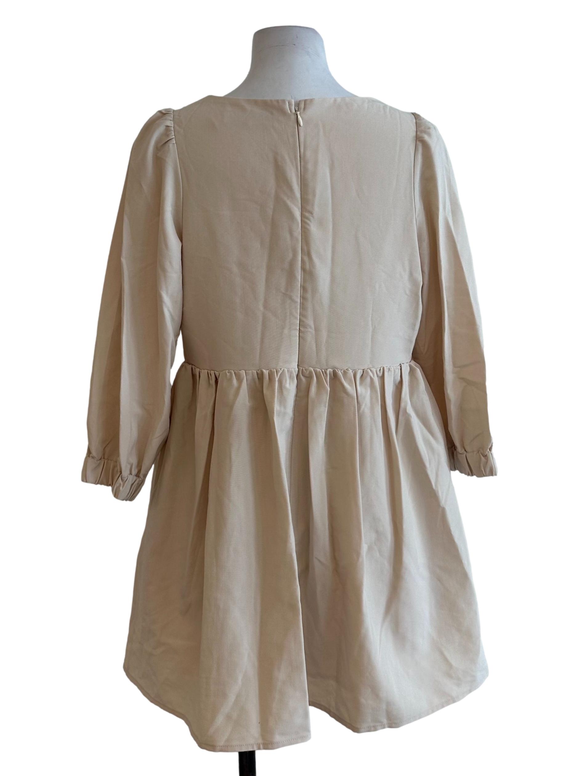 Sand Beige Long Sleeve Dress