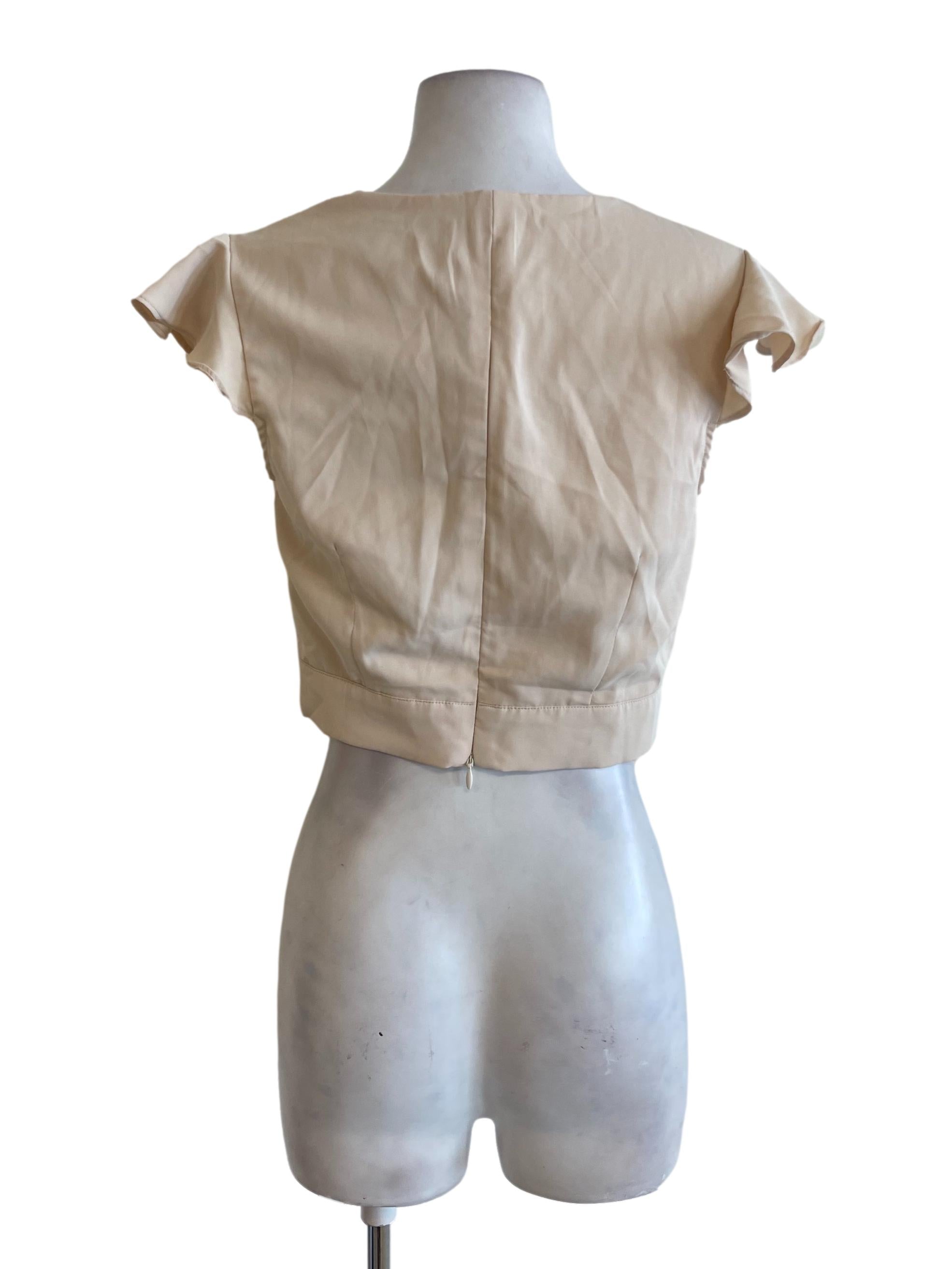 Latte Cowl Sleeve Crop Top