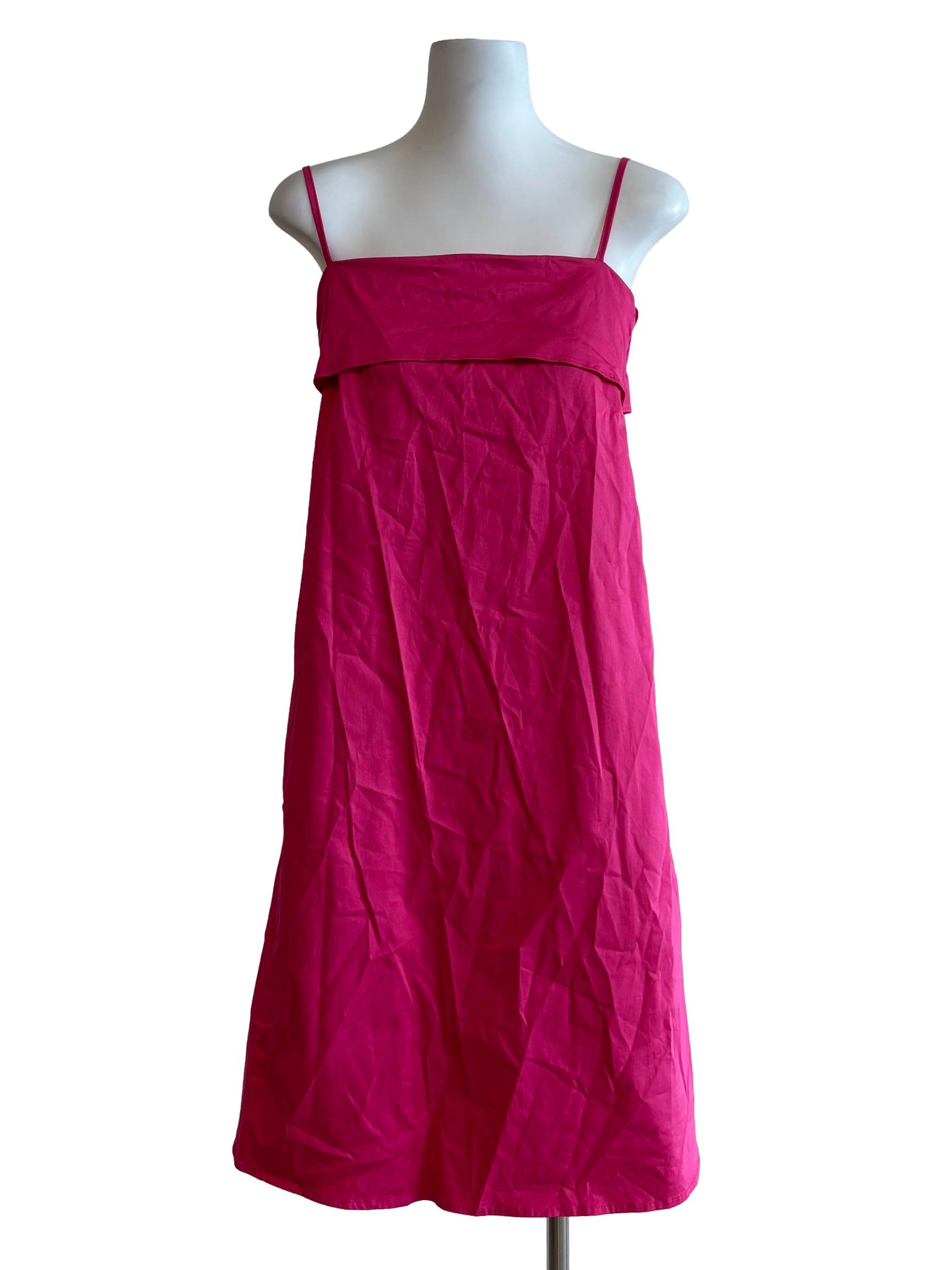 Fuschia Pink Spaghetti Strap Cotton Dress
