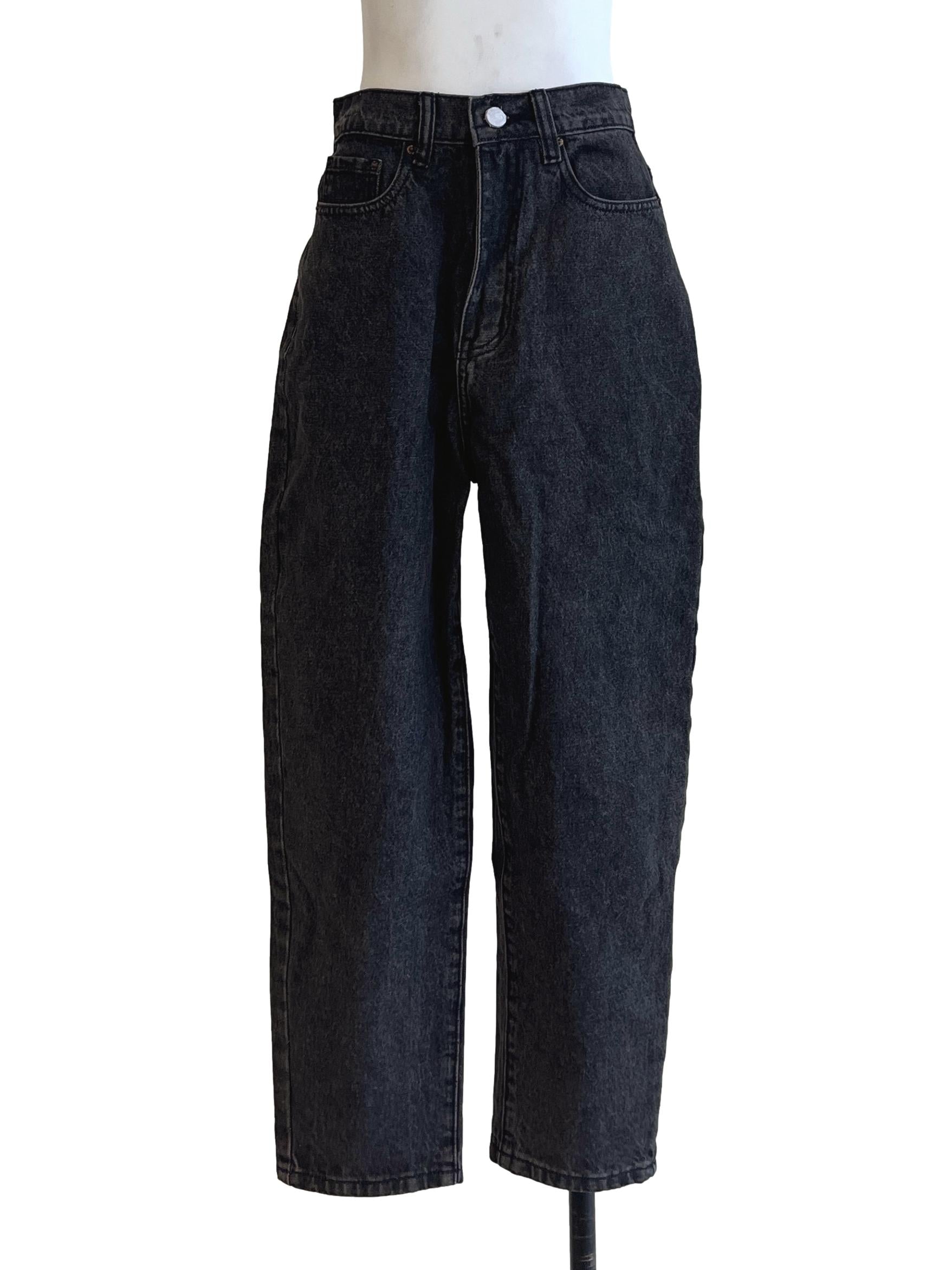 Charcoal Grey Straight High Waist Jeans LB