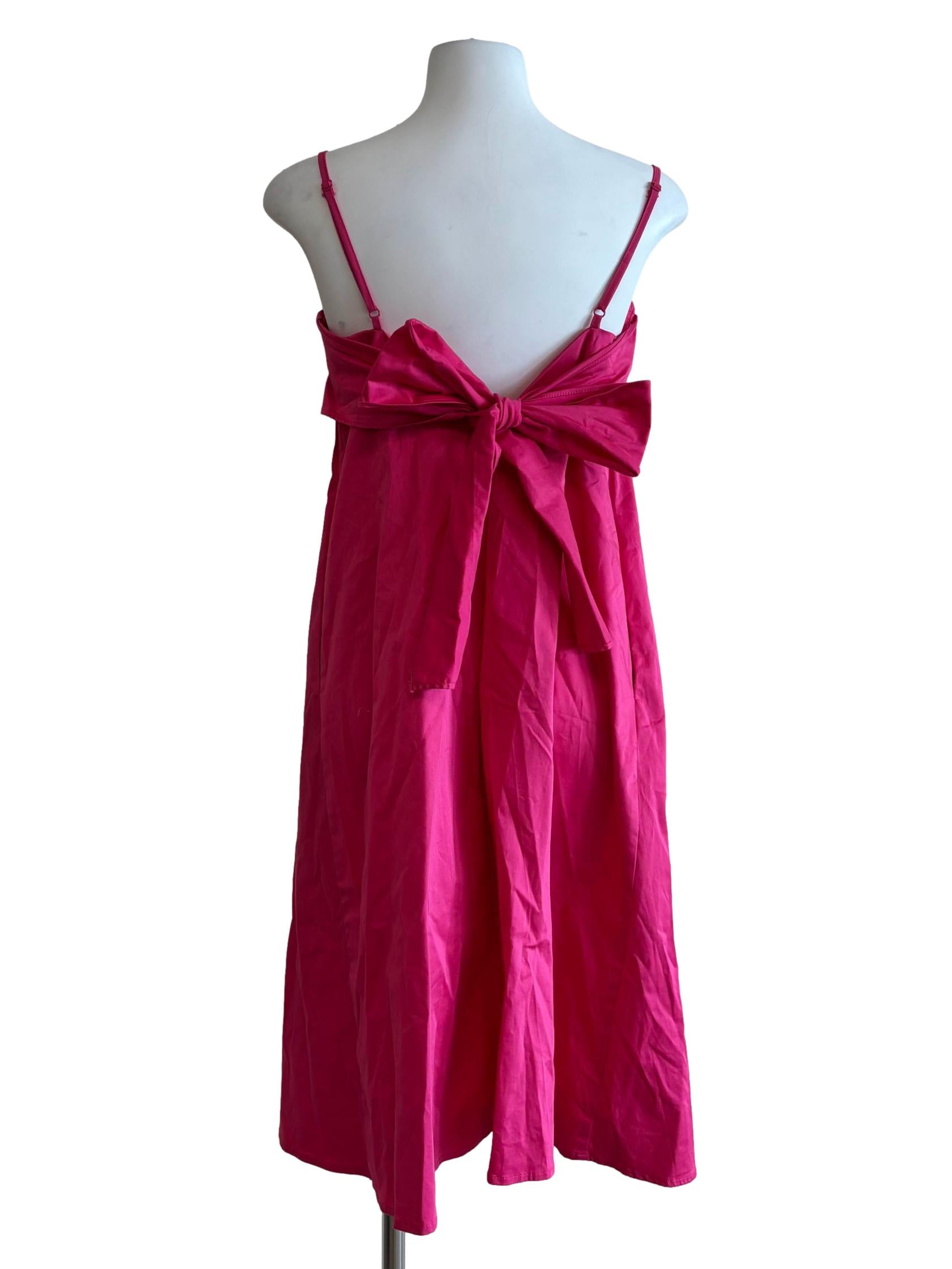 Fuschia Pink Spaghetti Strap Cotton Dress