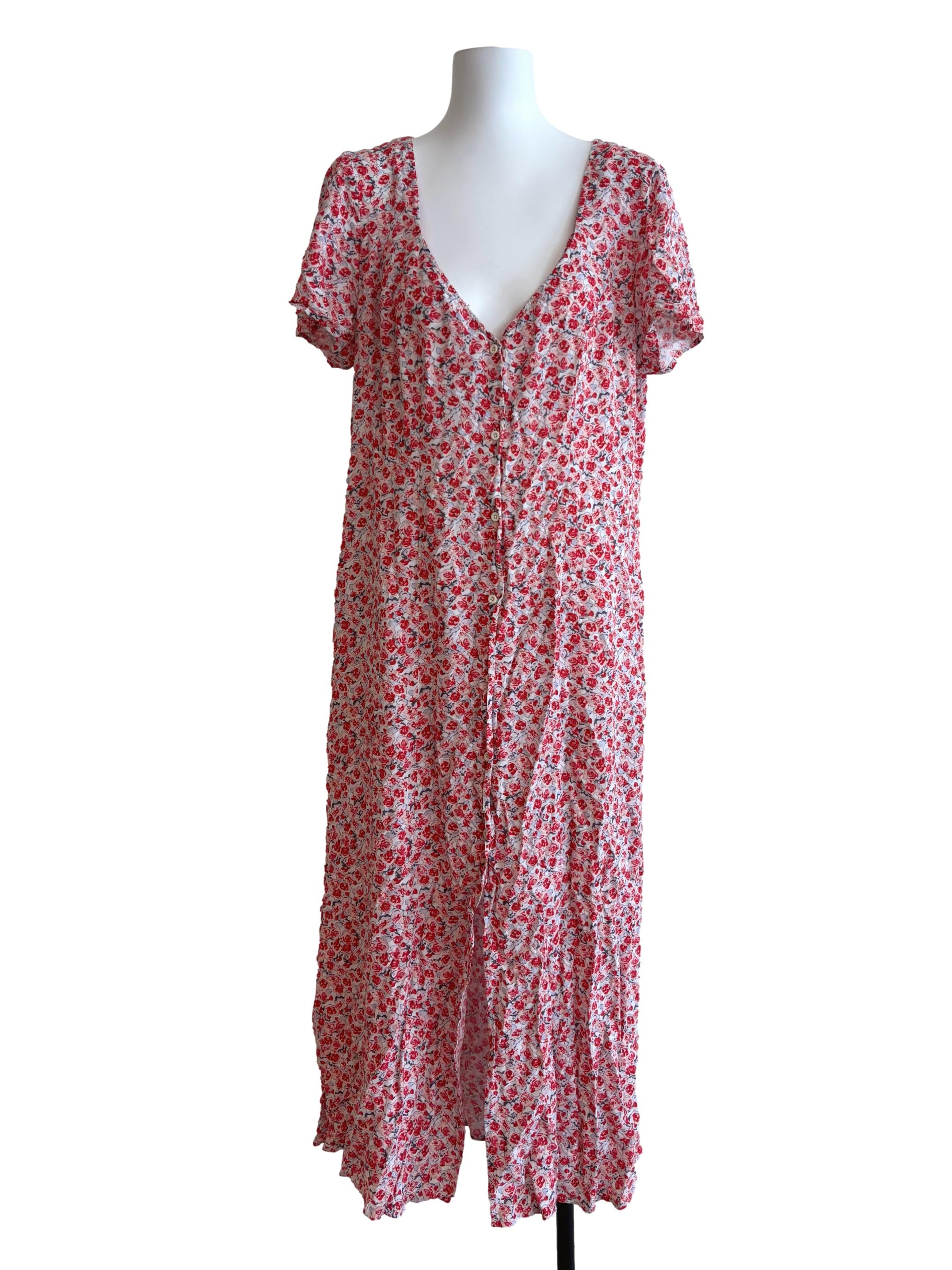 Rose Red Buttoned Maxi Dress