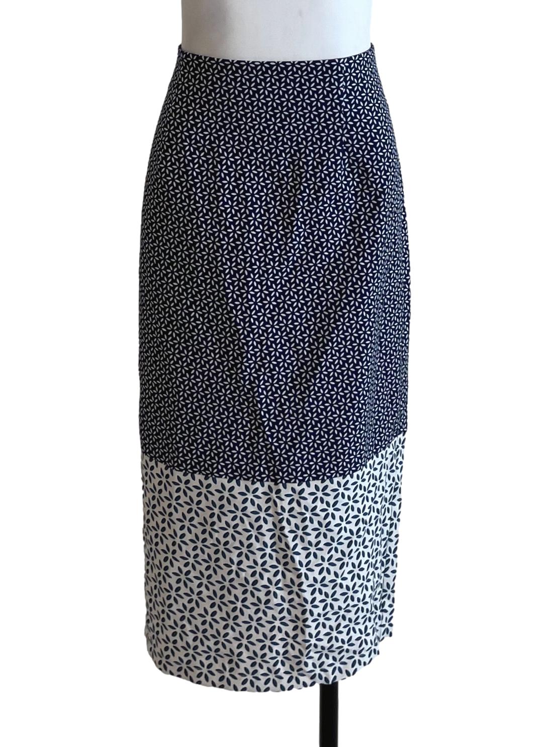 Navy Blue Abstract Pencil Skirt LB
