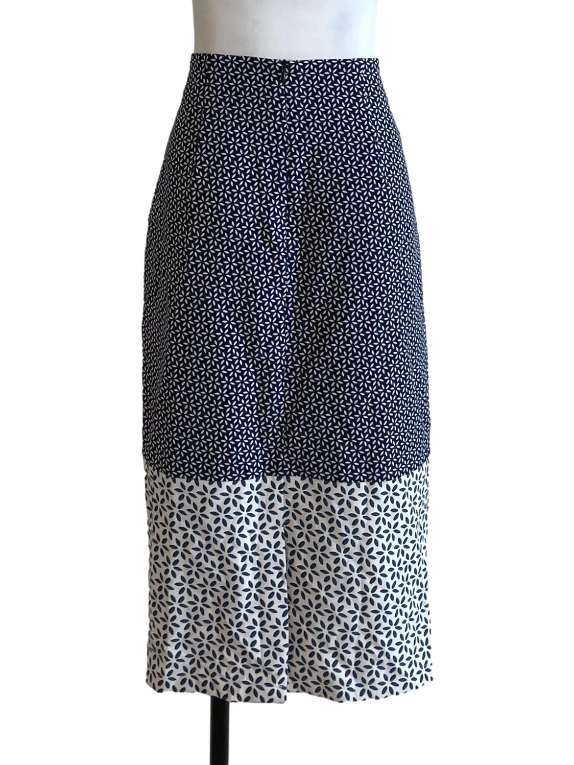 Navy Blue Abstract Pencil Skirt LB