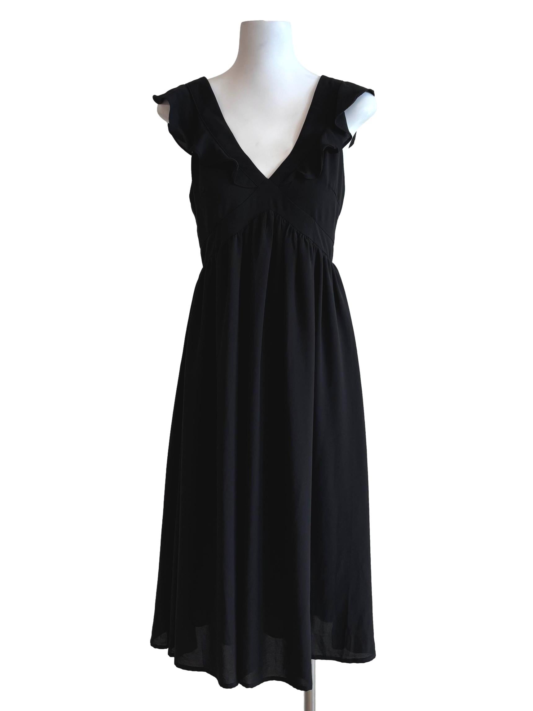 Night Black Plunged A-Line Dress