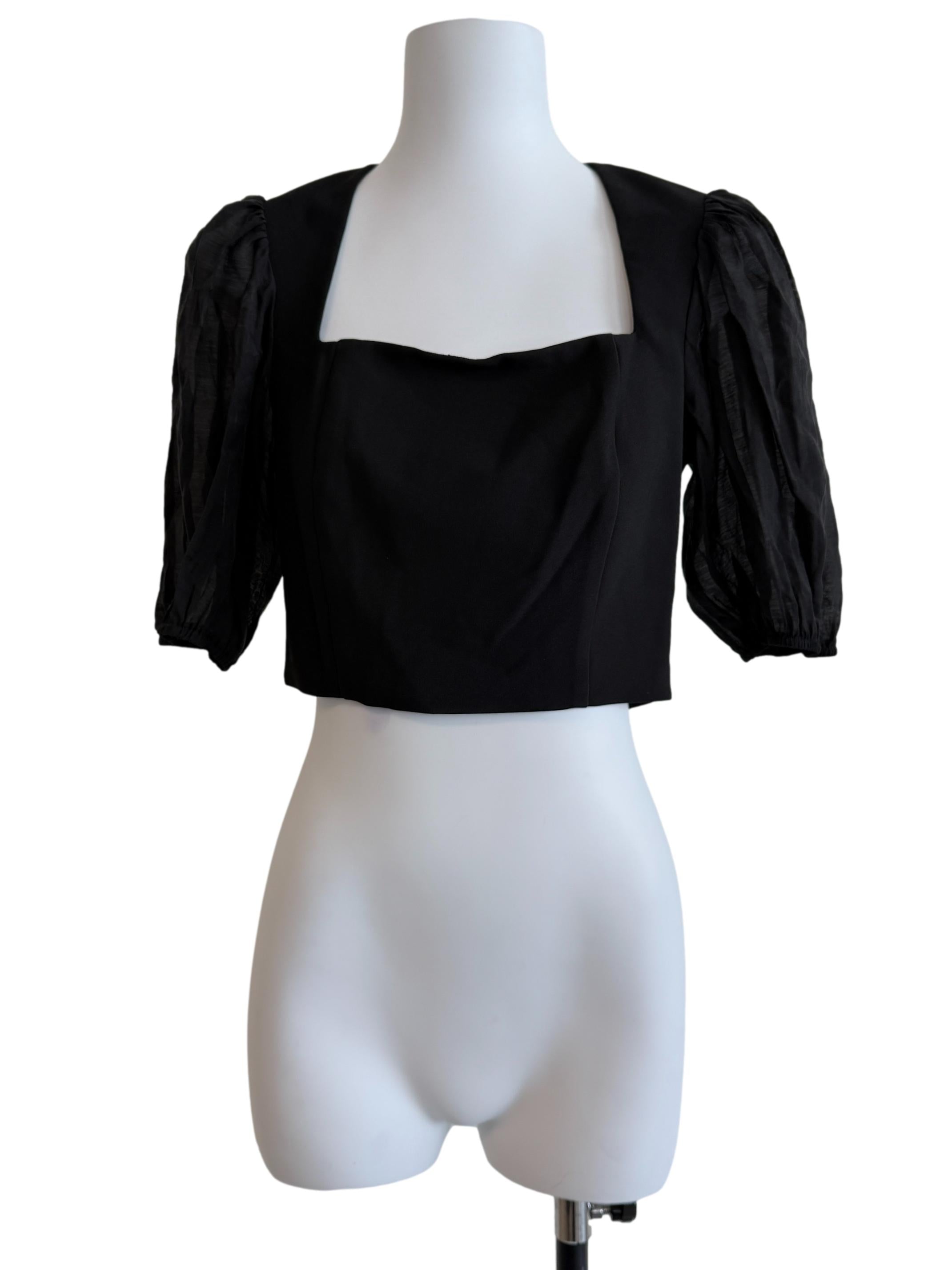 Black Square Neck Blouse