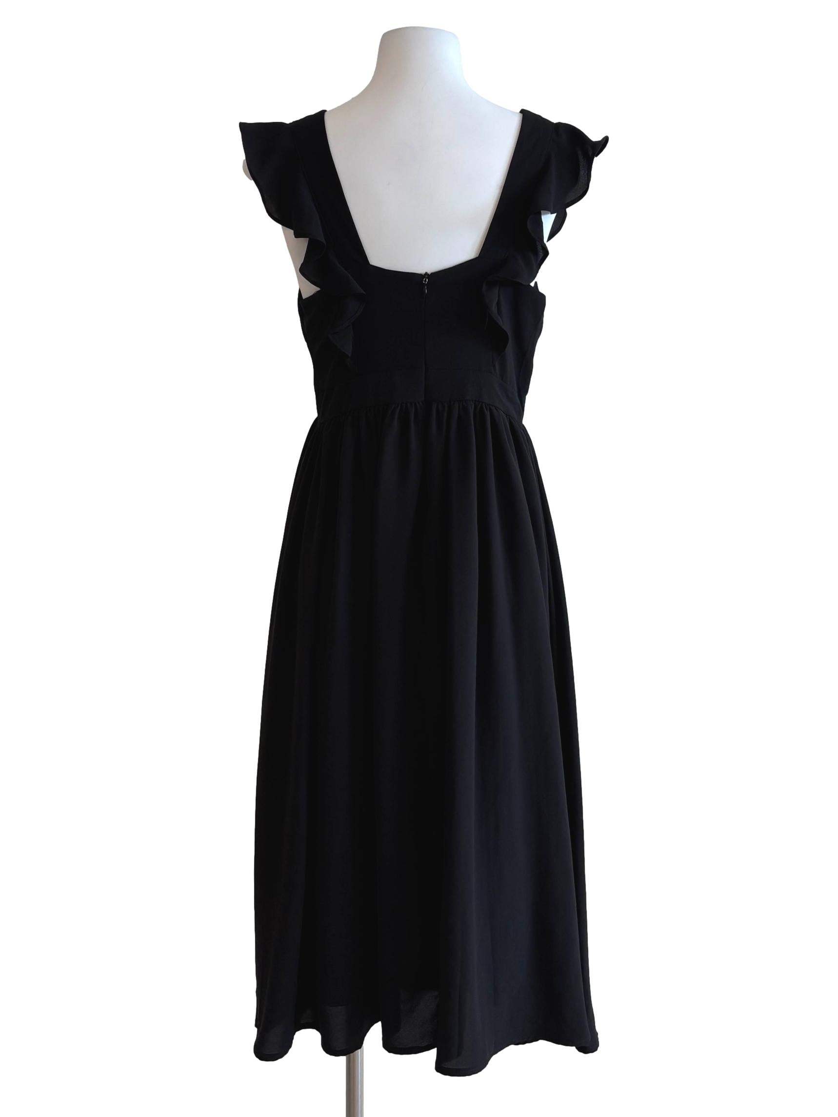 Night Black Plunged A-Line Dress