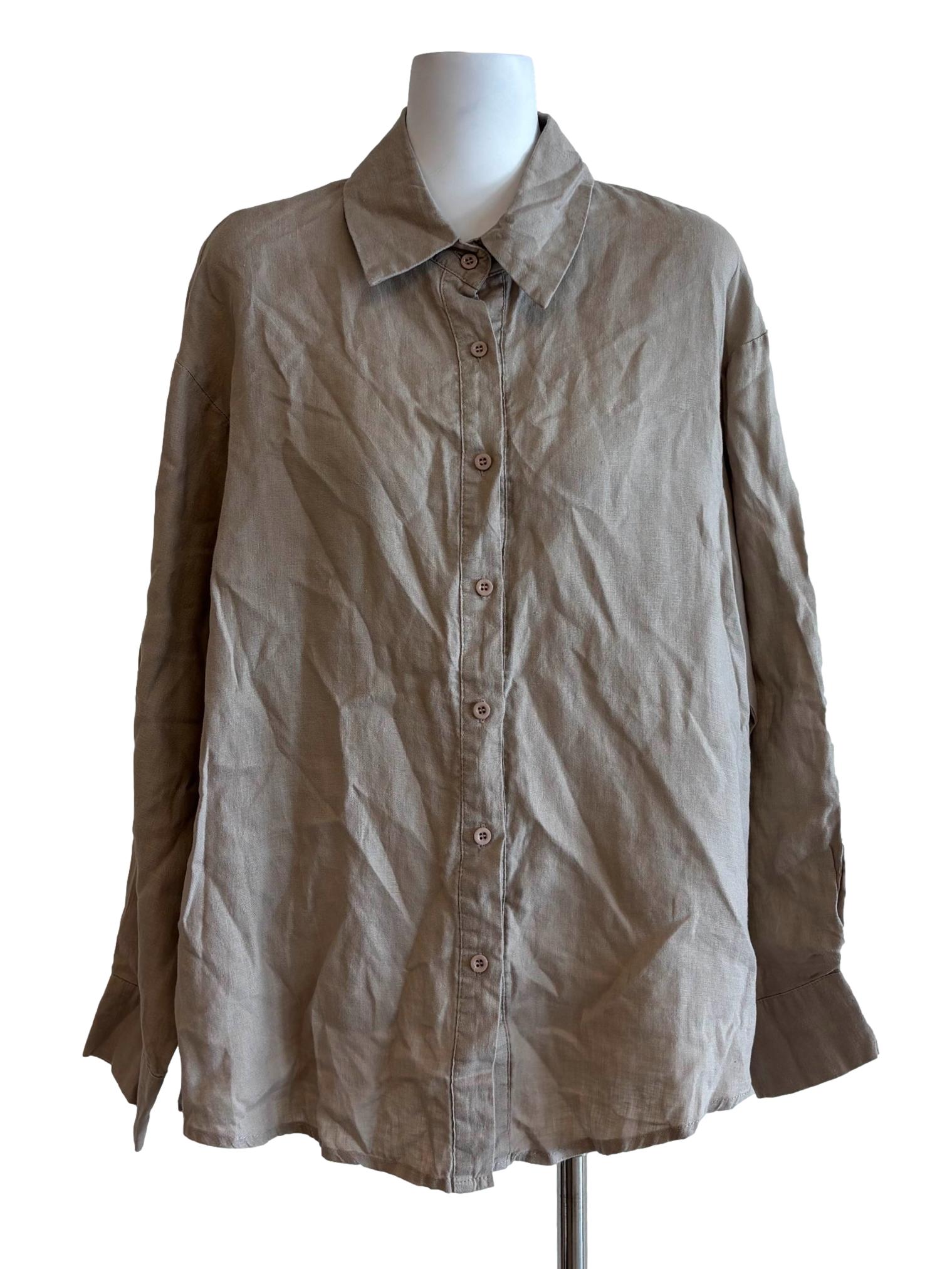 Eggshell Collared Long Sleeve Shirt
