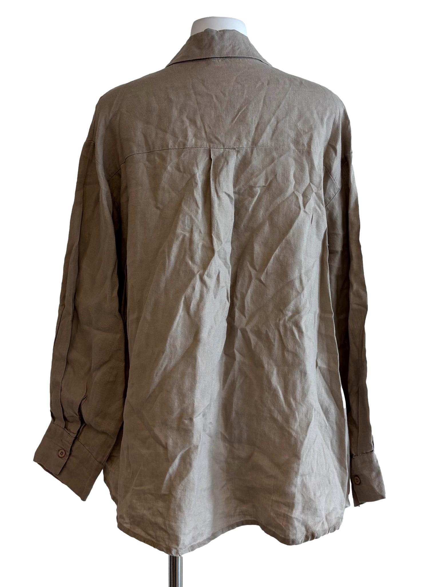 Eggshell Collared Long Sleeve Shirt
