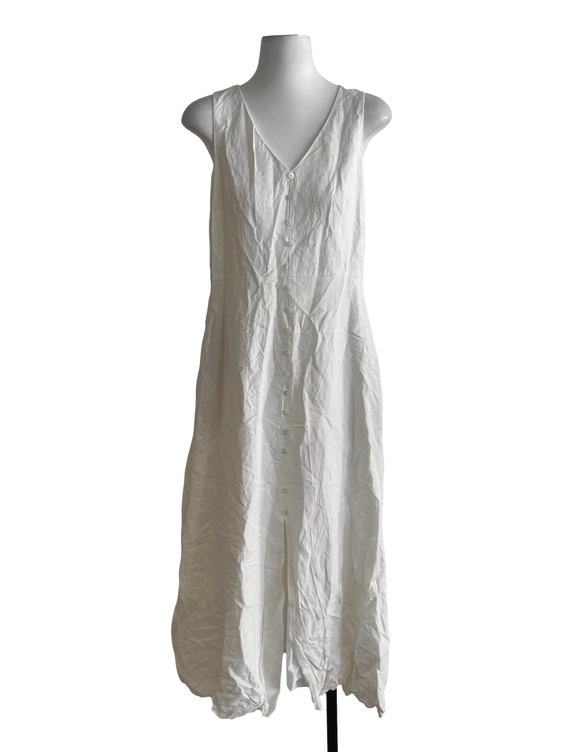 White V-Neckline A-Line Dress