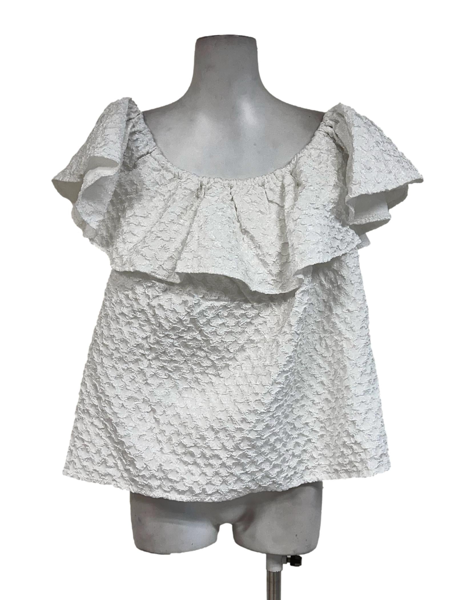 Porcelain White Textured Pattern Top