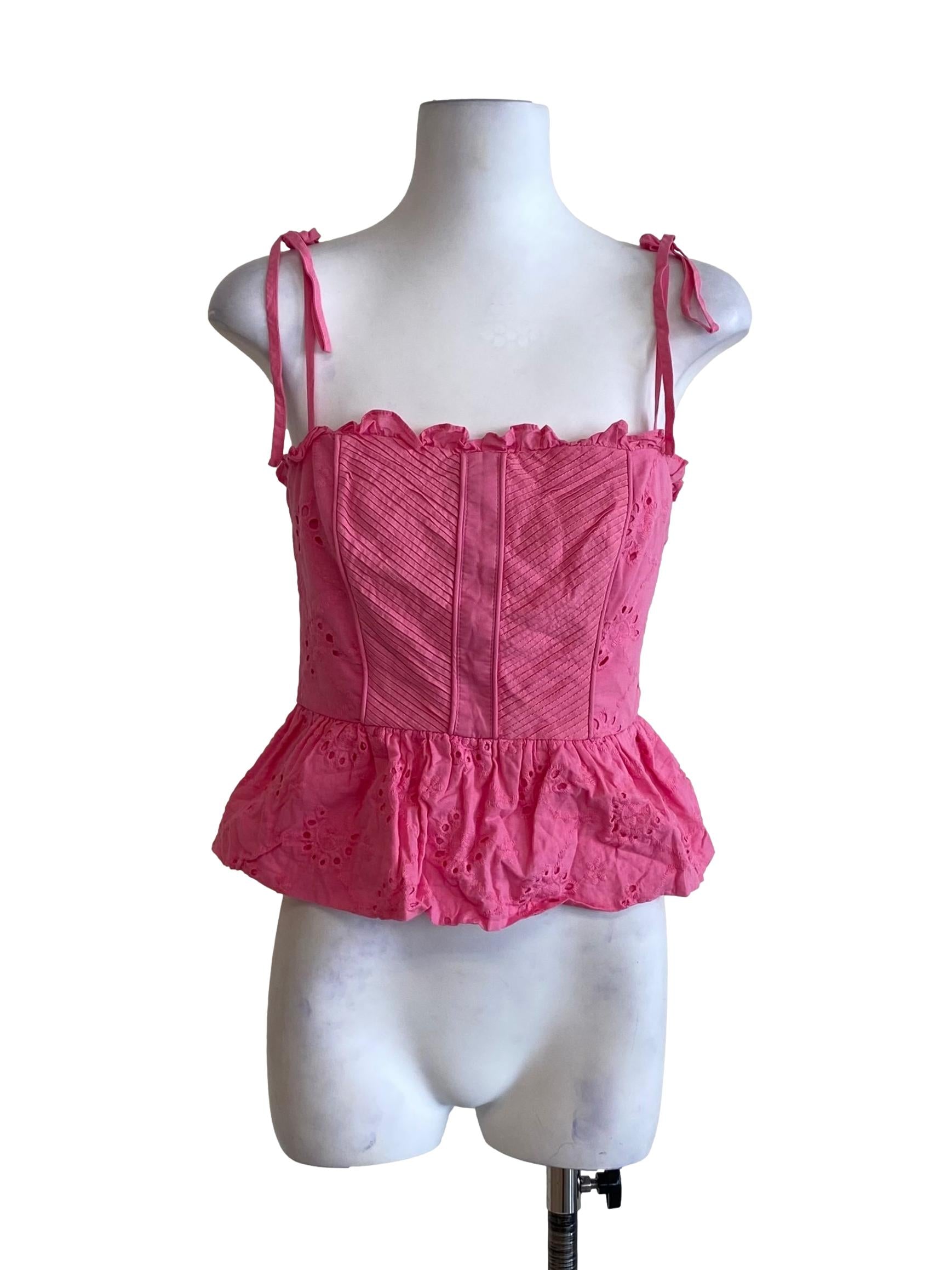 Hot Pink Sleeveless Pattern Top