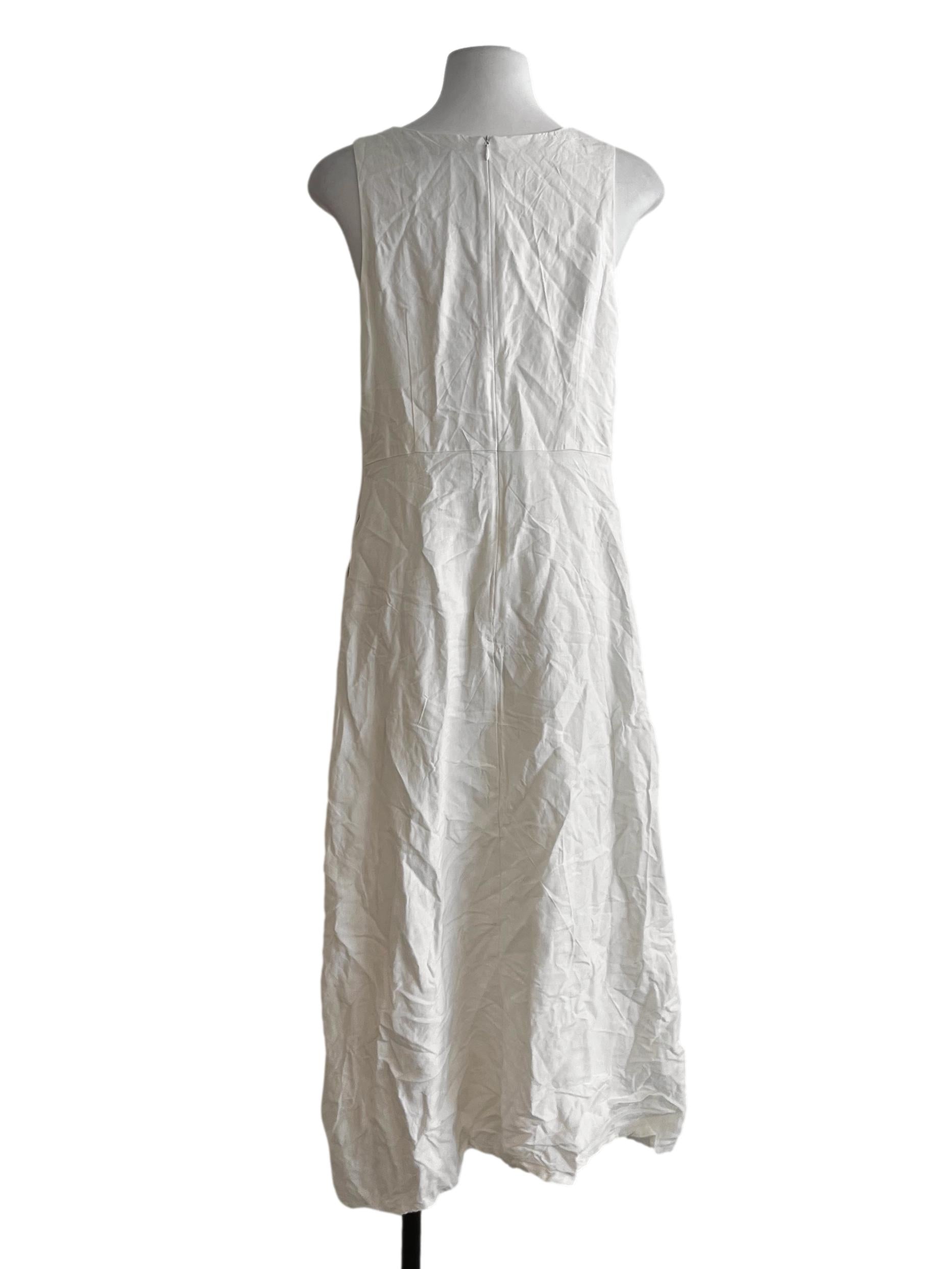 White V-Neckline A-Line Dress