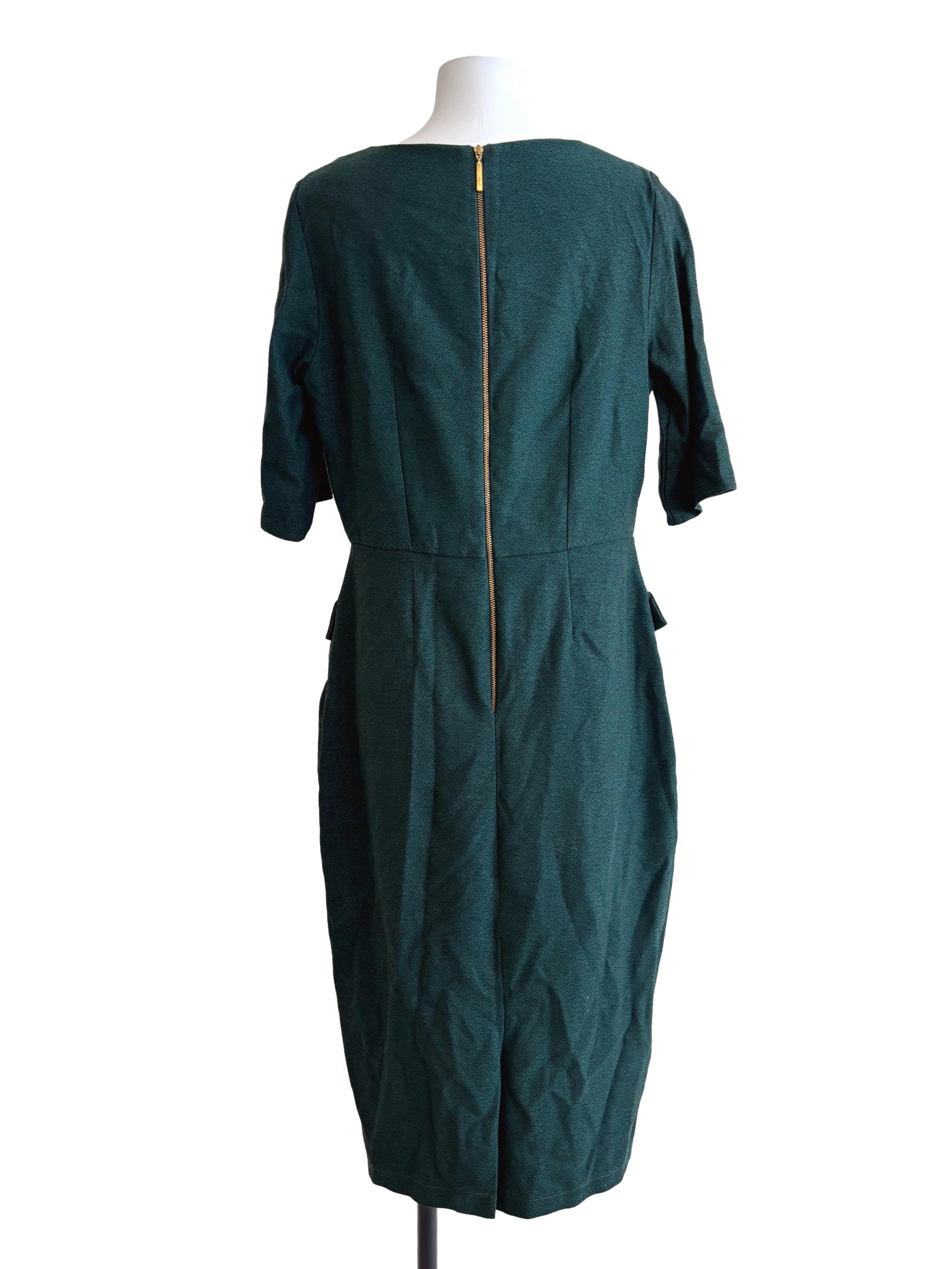 Pine Green Plain Sheath Dress