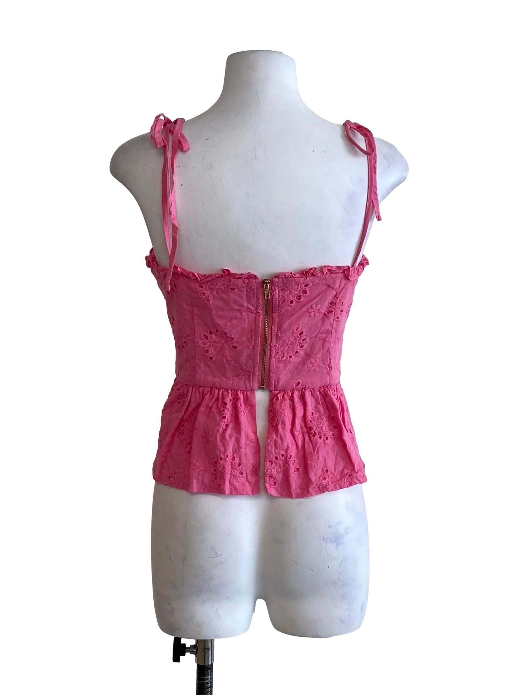 Hot Pink Sleeveless Pattern Top