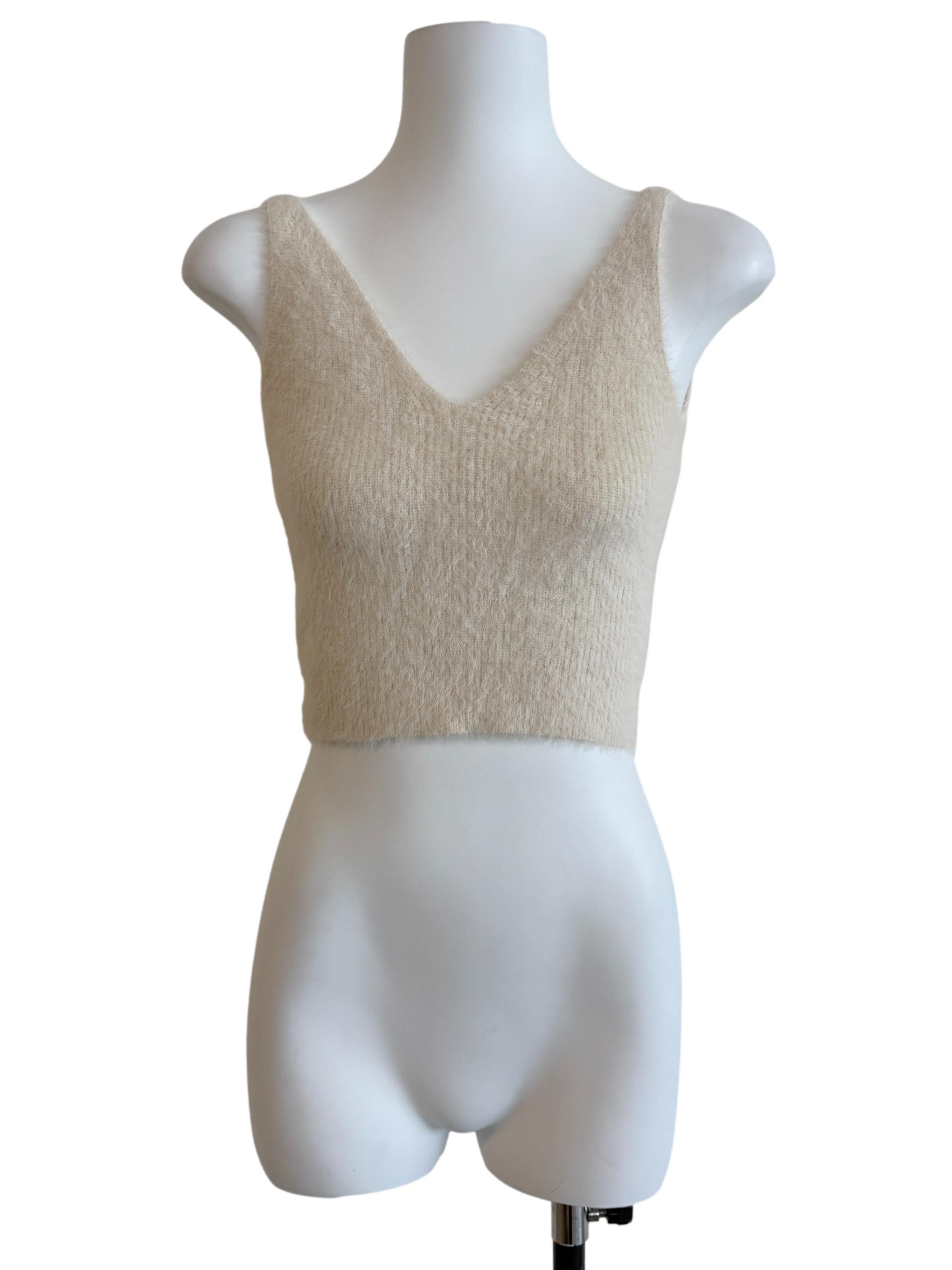 Cream V-Neck Top