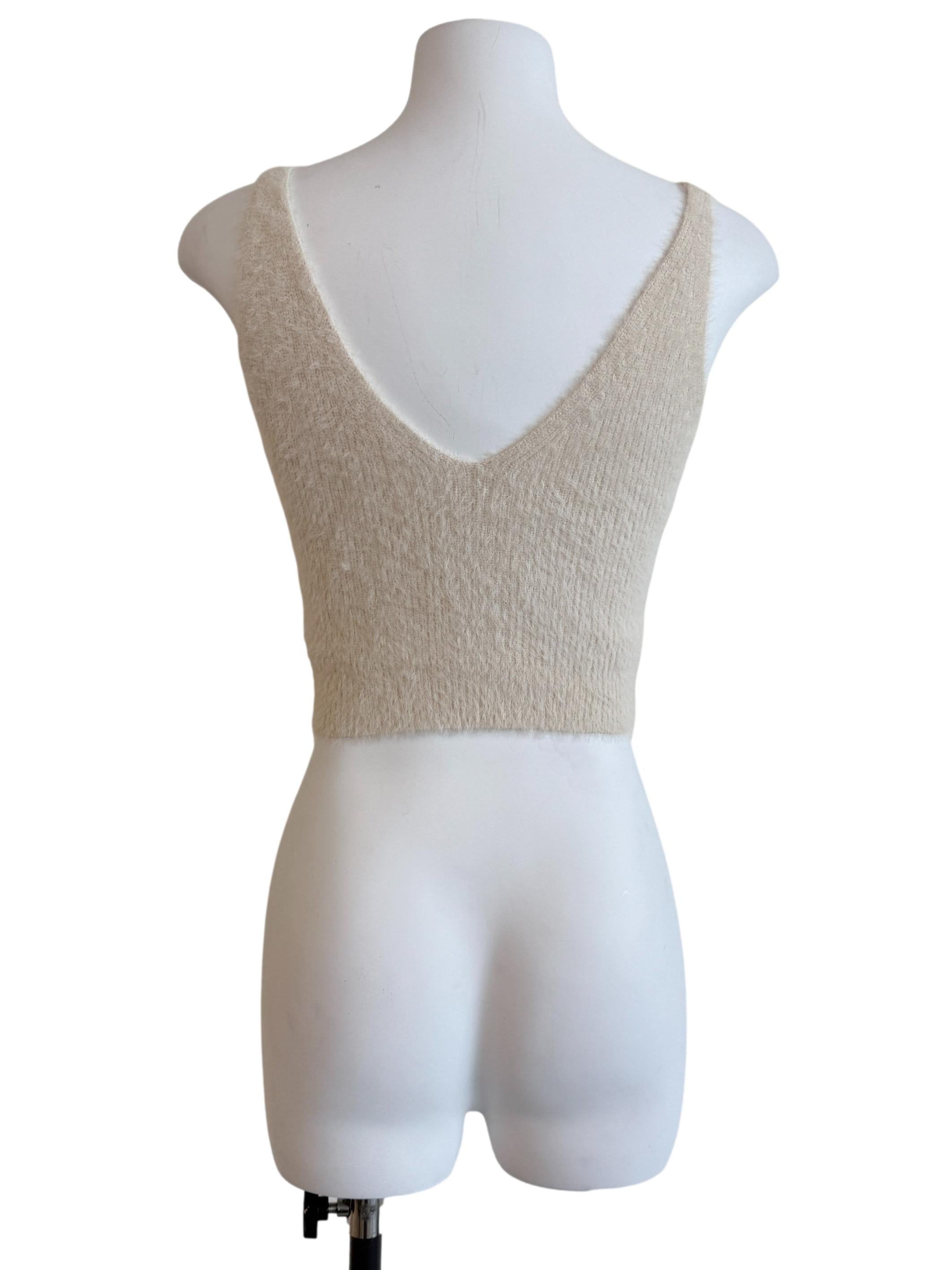 Cream V-Neck Top
