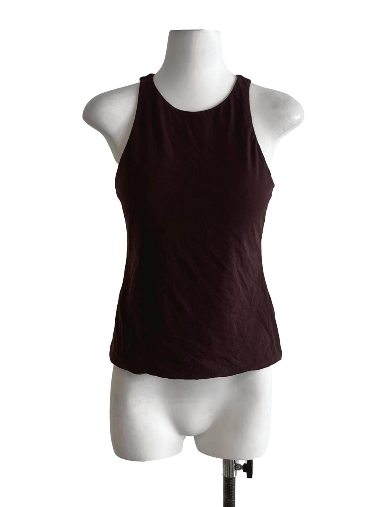 Penny Brown Jewel Neckline Sleeveless Top LB