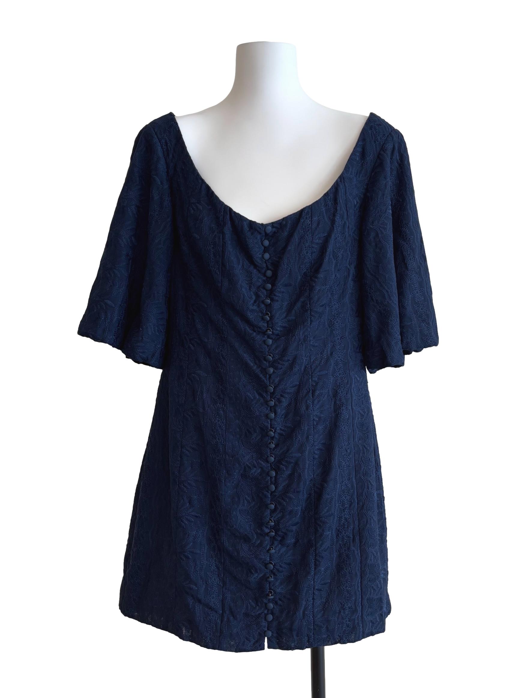 Navy Blue Embroidered Dress