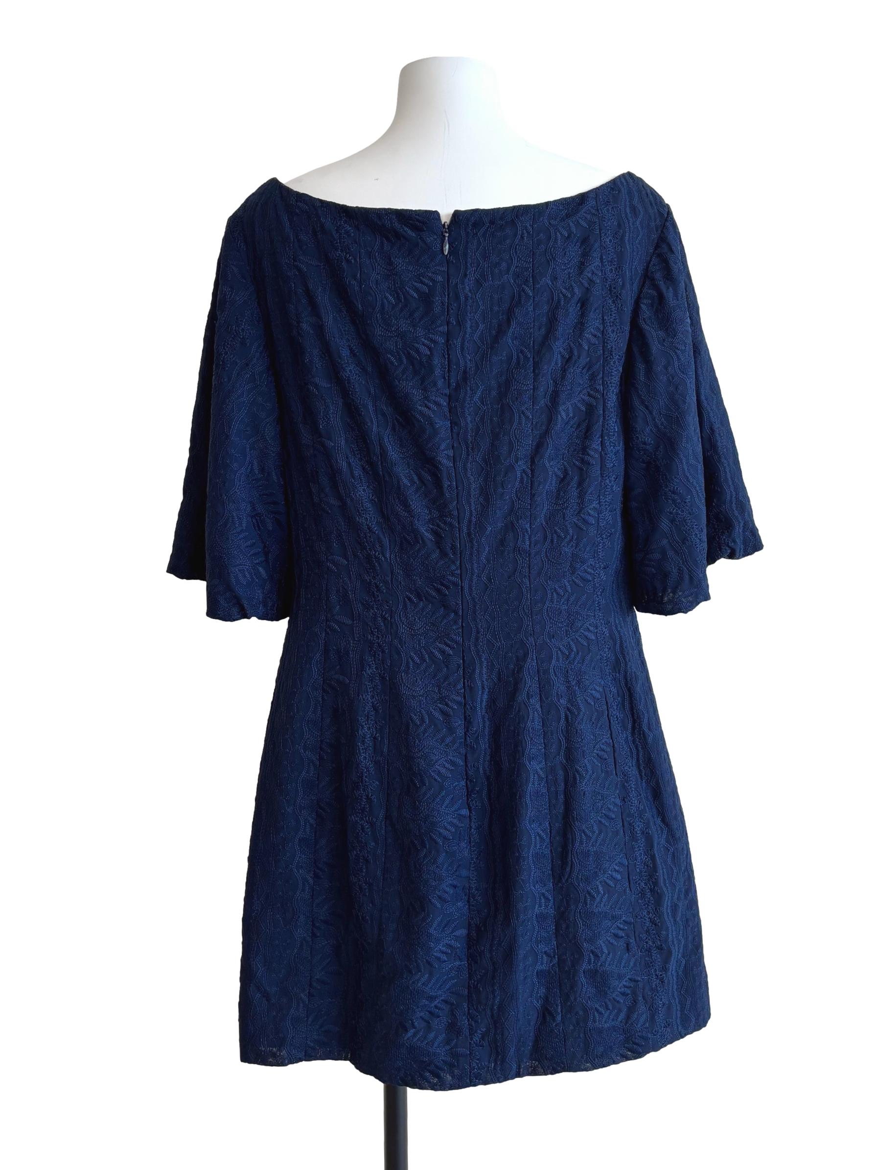 Navy Blue Embroidered Dress