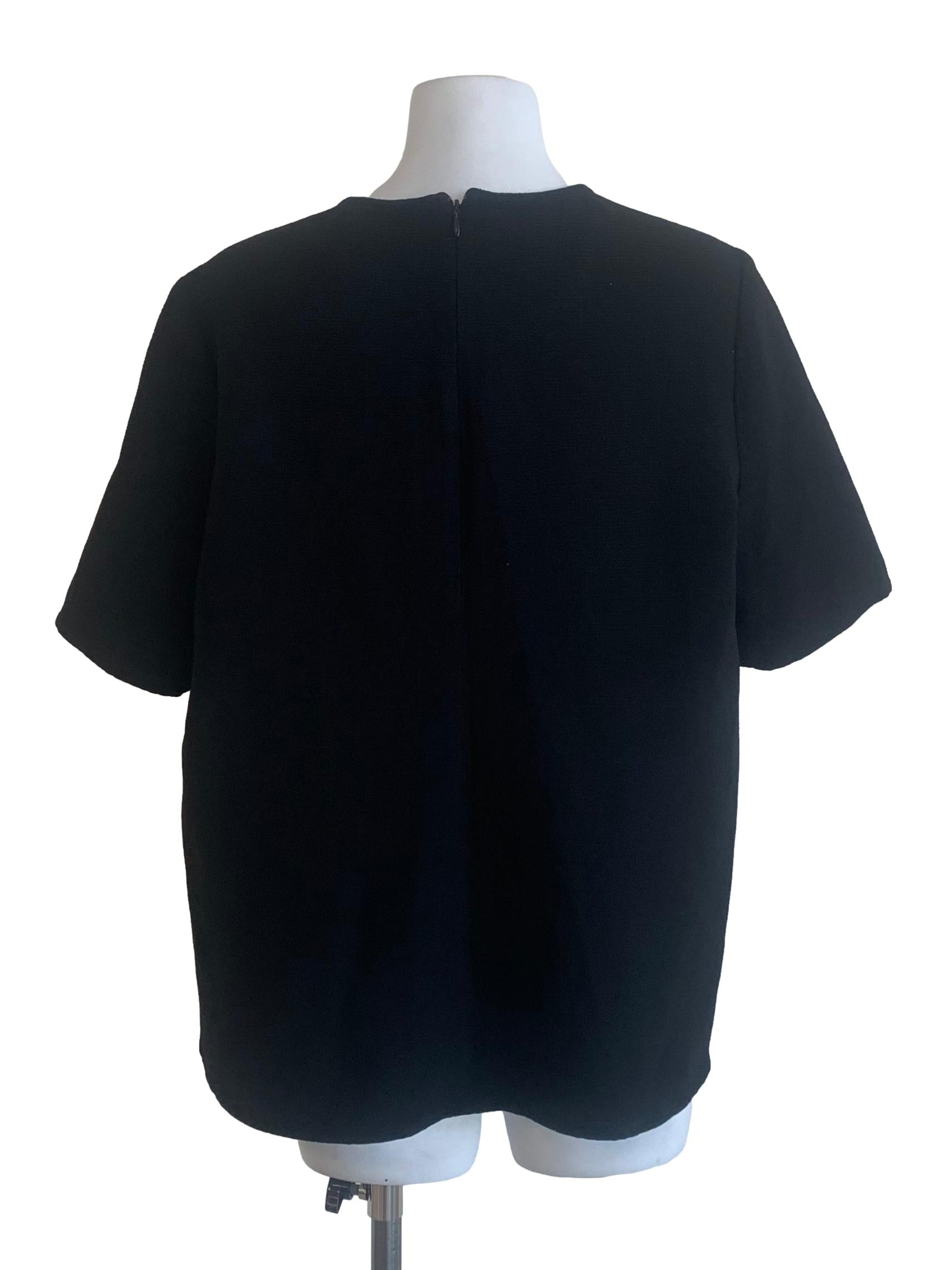 Crow Black Textured Round Neck Top