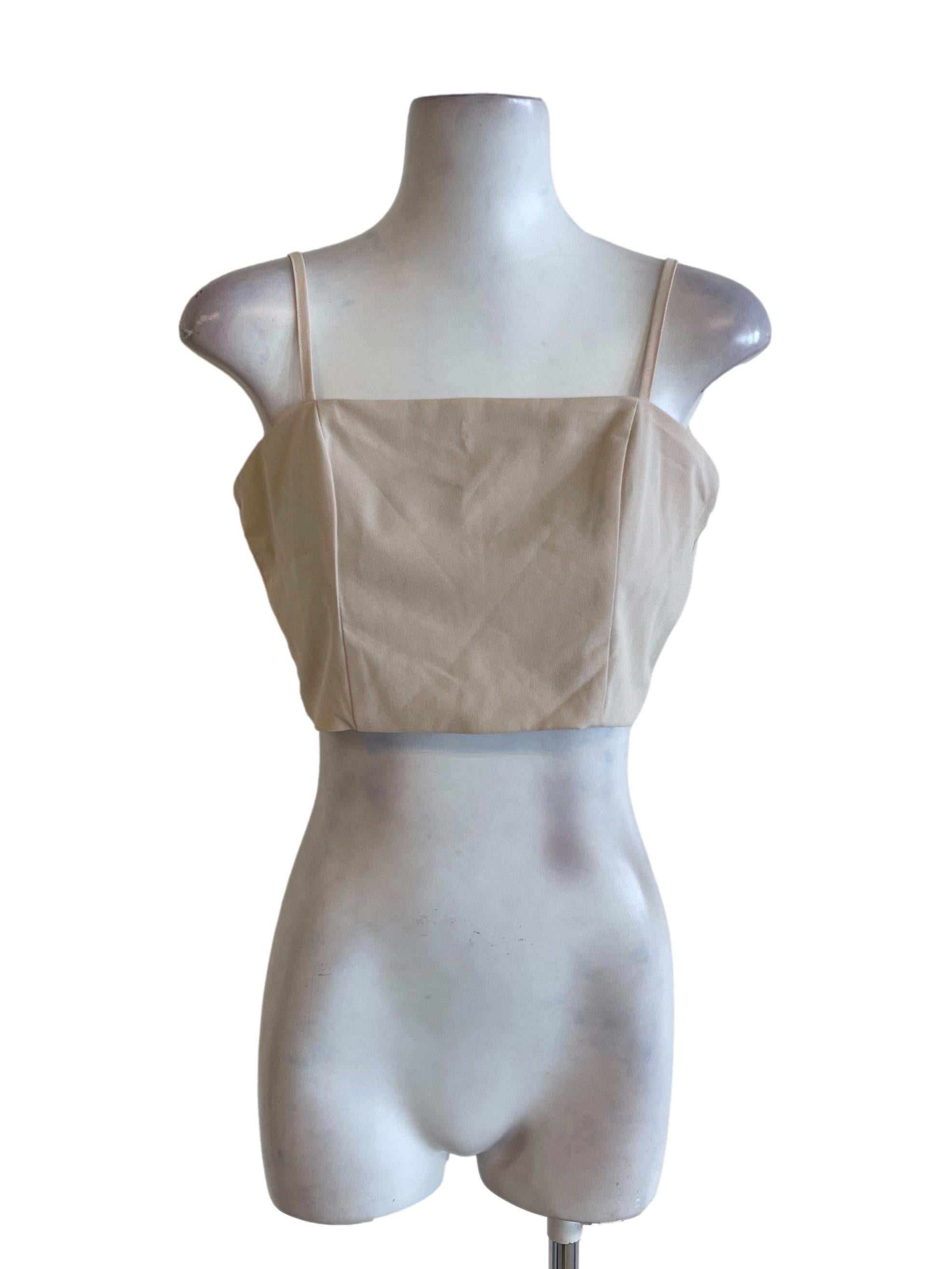 Beige Bone Spaghetti Strap Crop Top