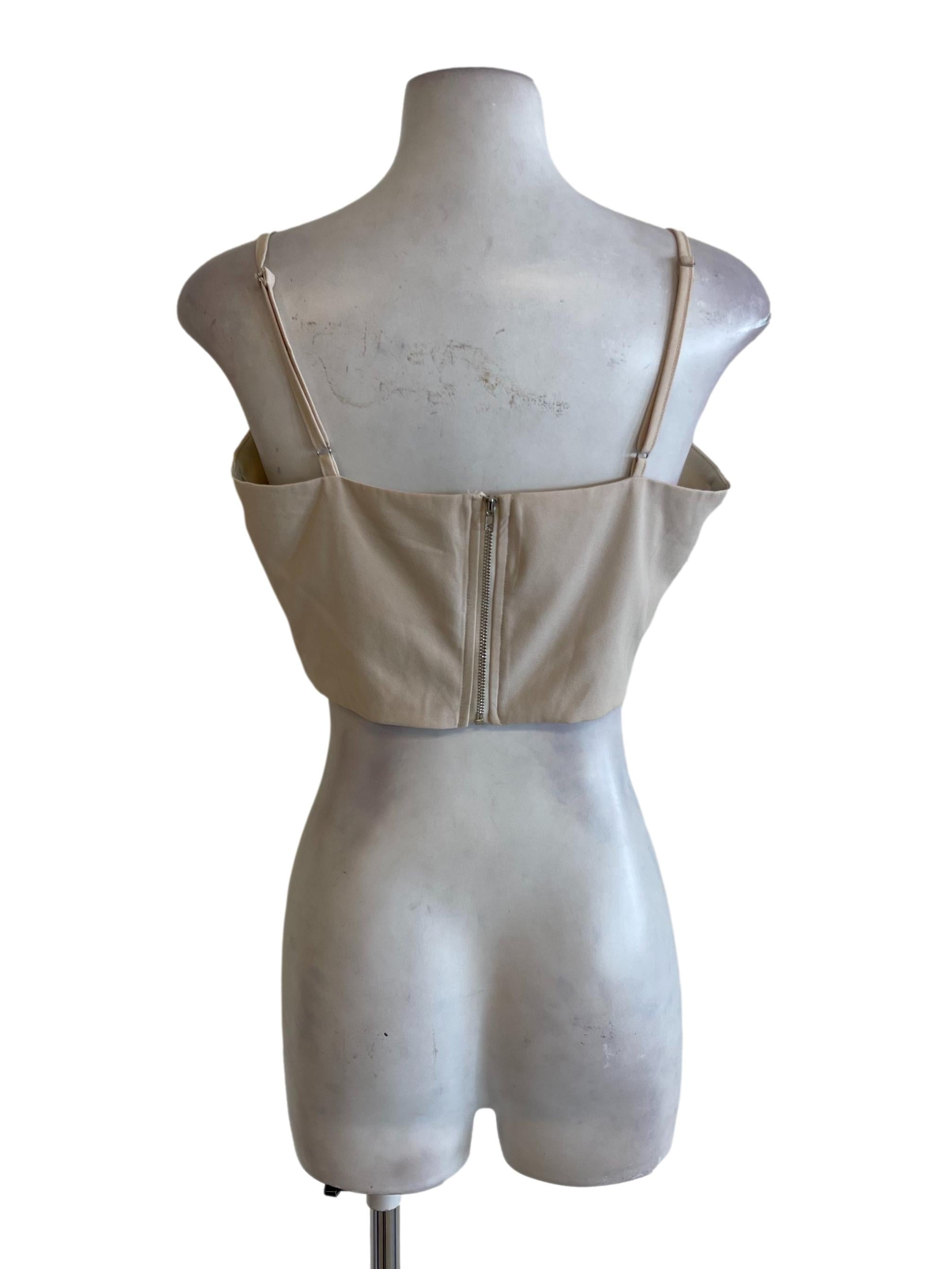 Beige Bone Spaghetti Strap Crop Top