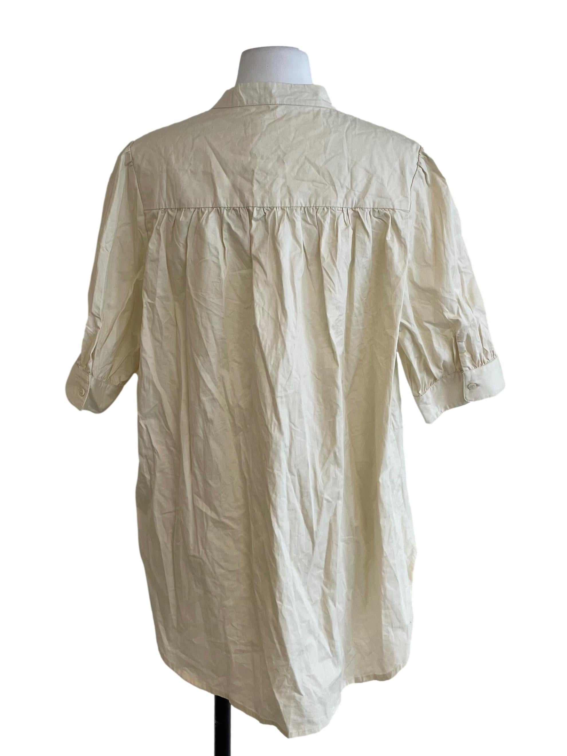 Off White Organic Cotton Mandarin Collar Shirt OSN