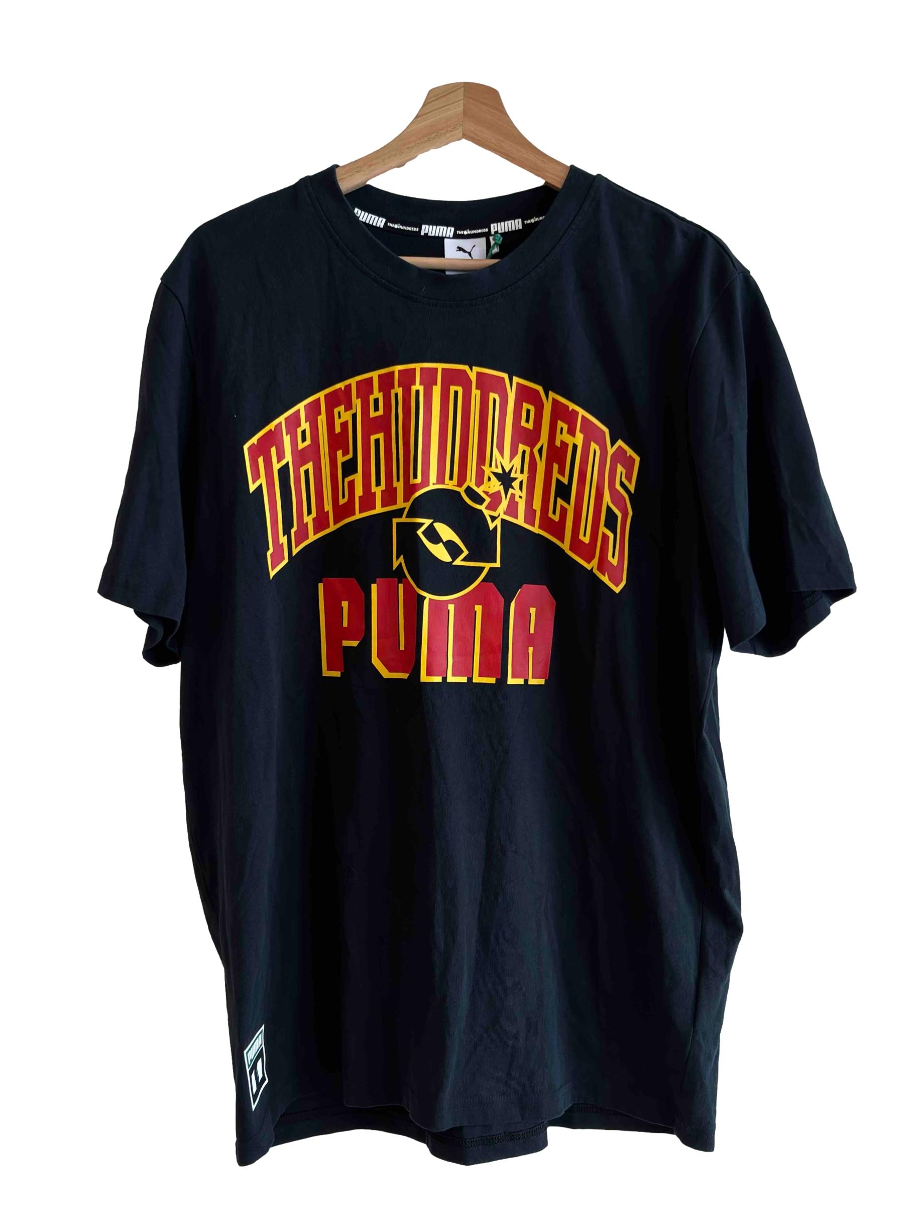 Black Logo Slogan Print Cotton Tee