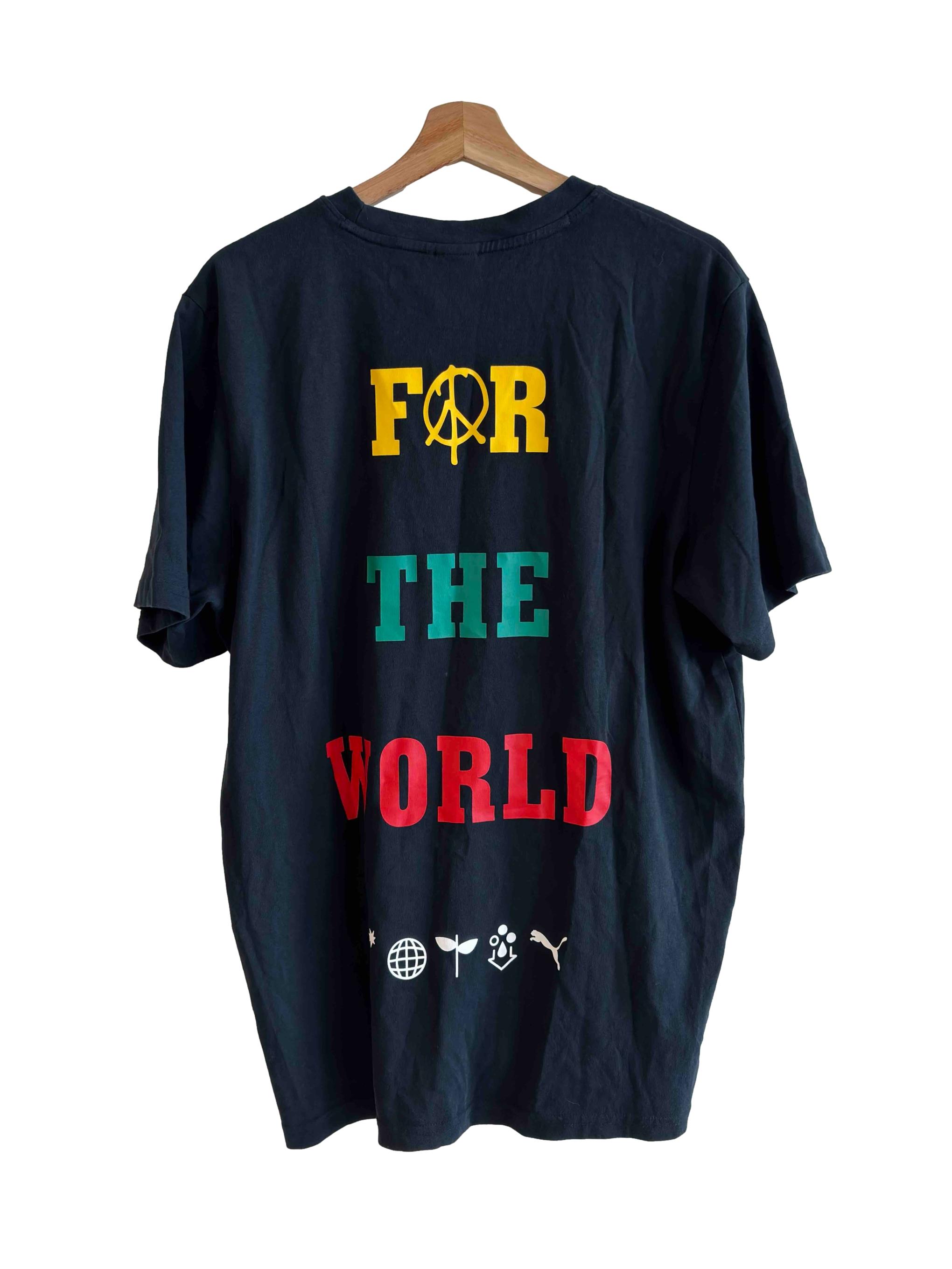 Black Logo Slogan Print Cotton Tee