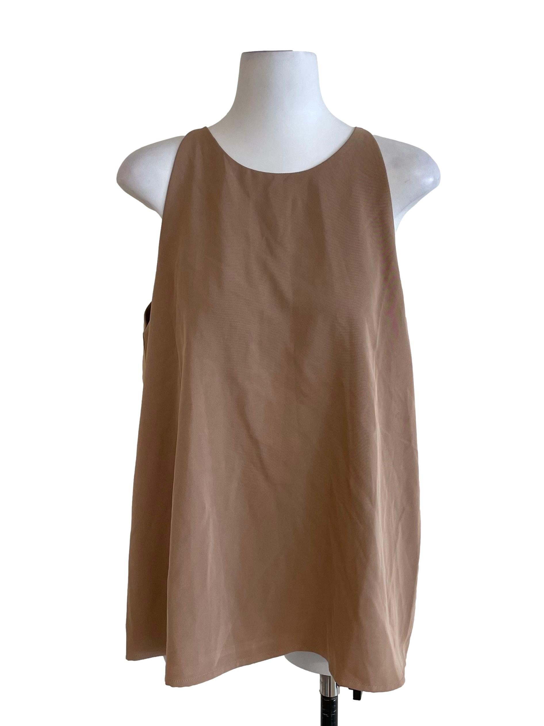 Sepia Beige A-Line Sleeveless Top OSN