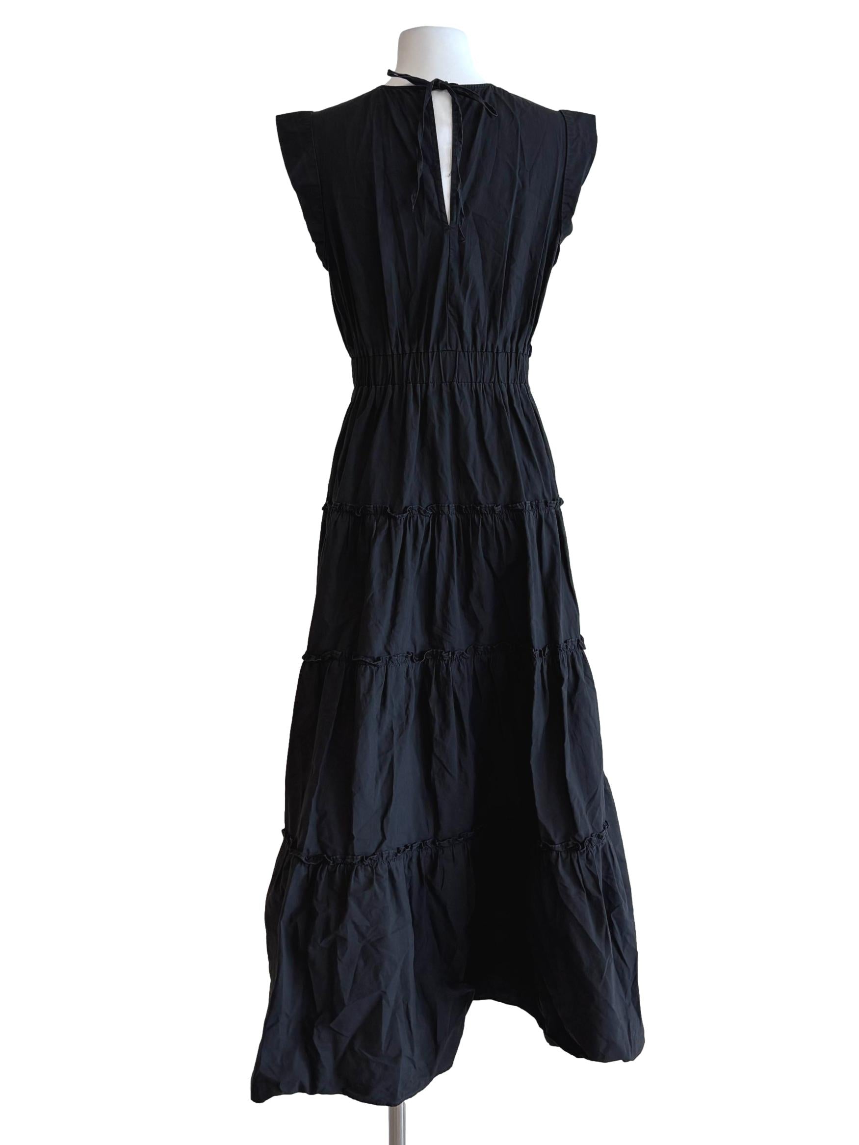 Soft Black Tier Sleeveless Cotton Dress