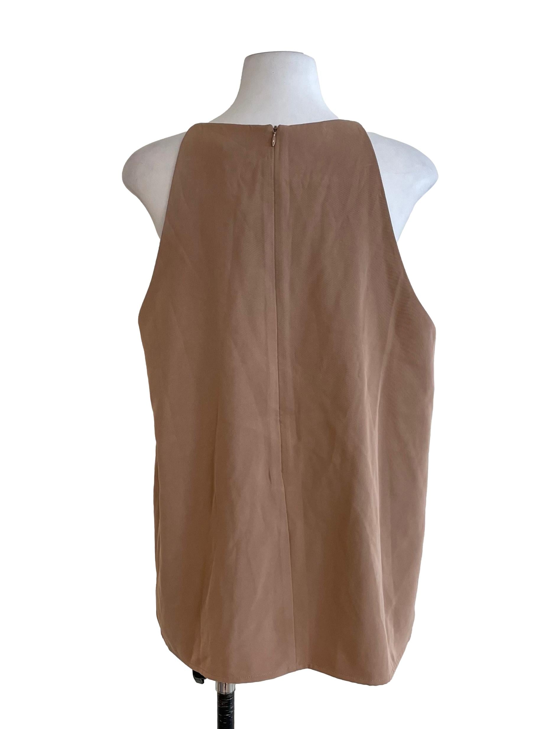 Sepia Beige A-Line Sleeveless Top OSN