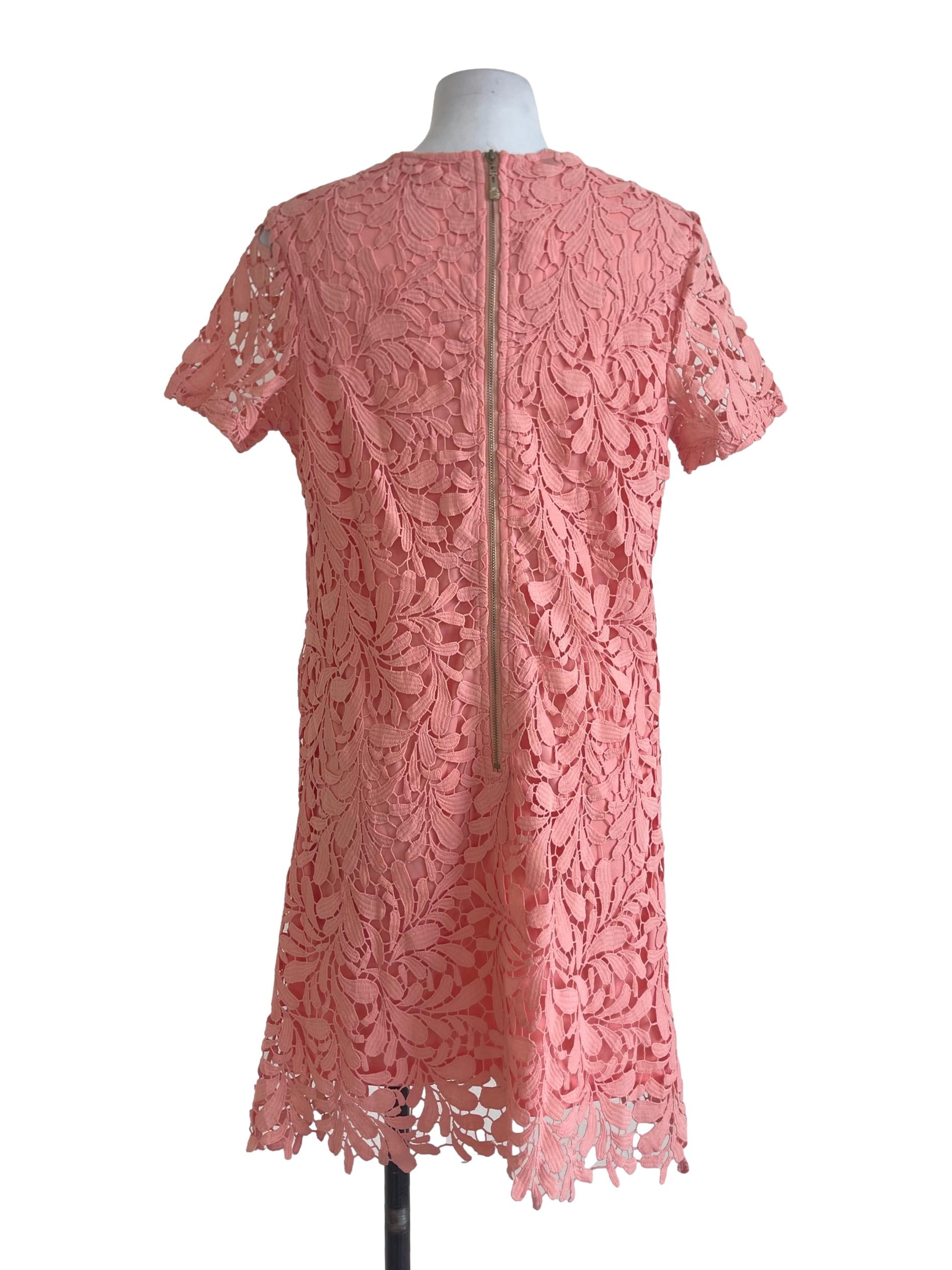 Salmon Pink Floral Lace Dress