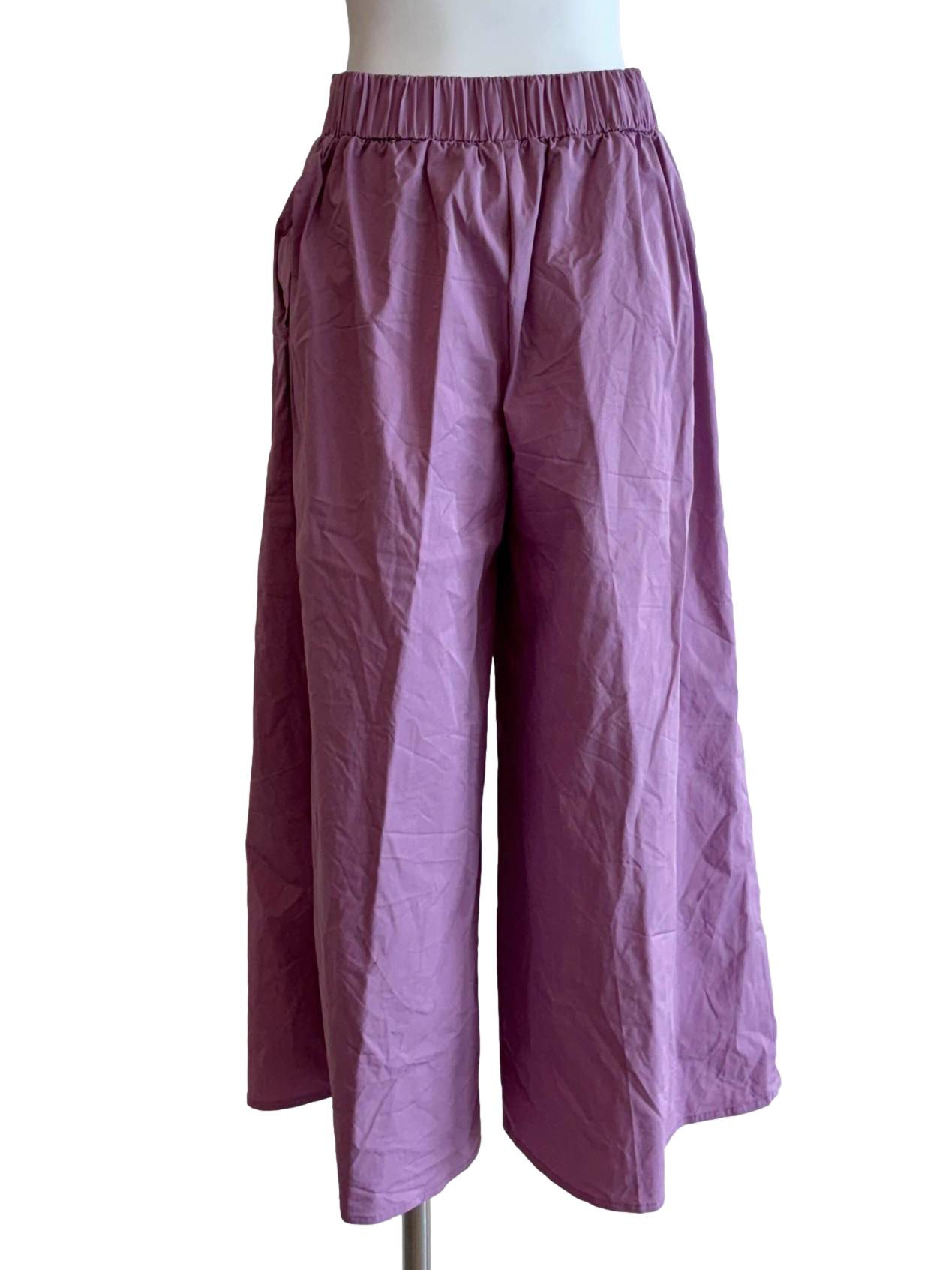 Orchid Purple Cotton Wide Leg Pants