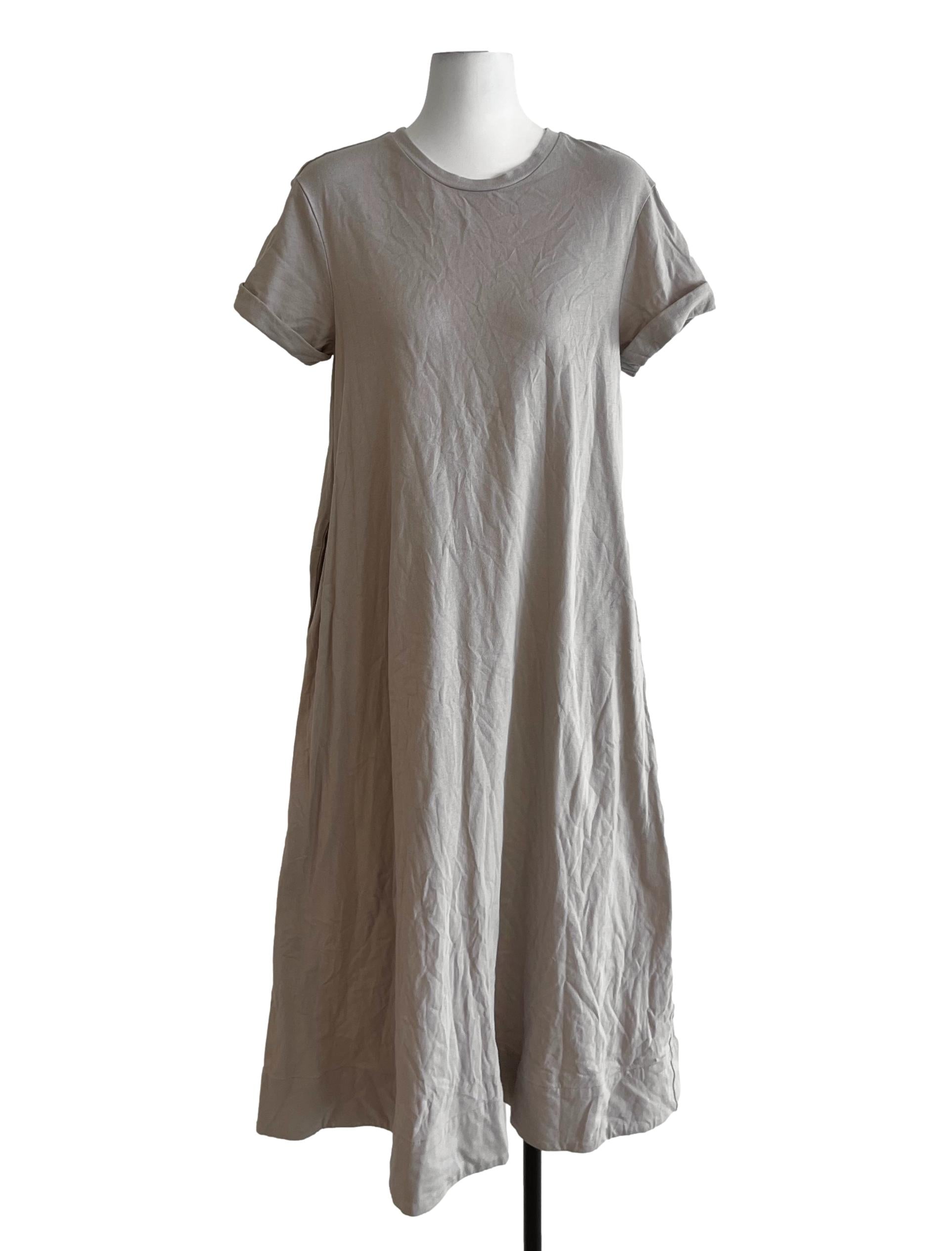 Sepia Beige Jewel Neckline Empire Dress LB