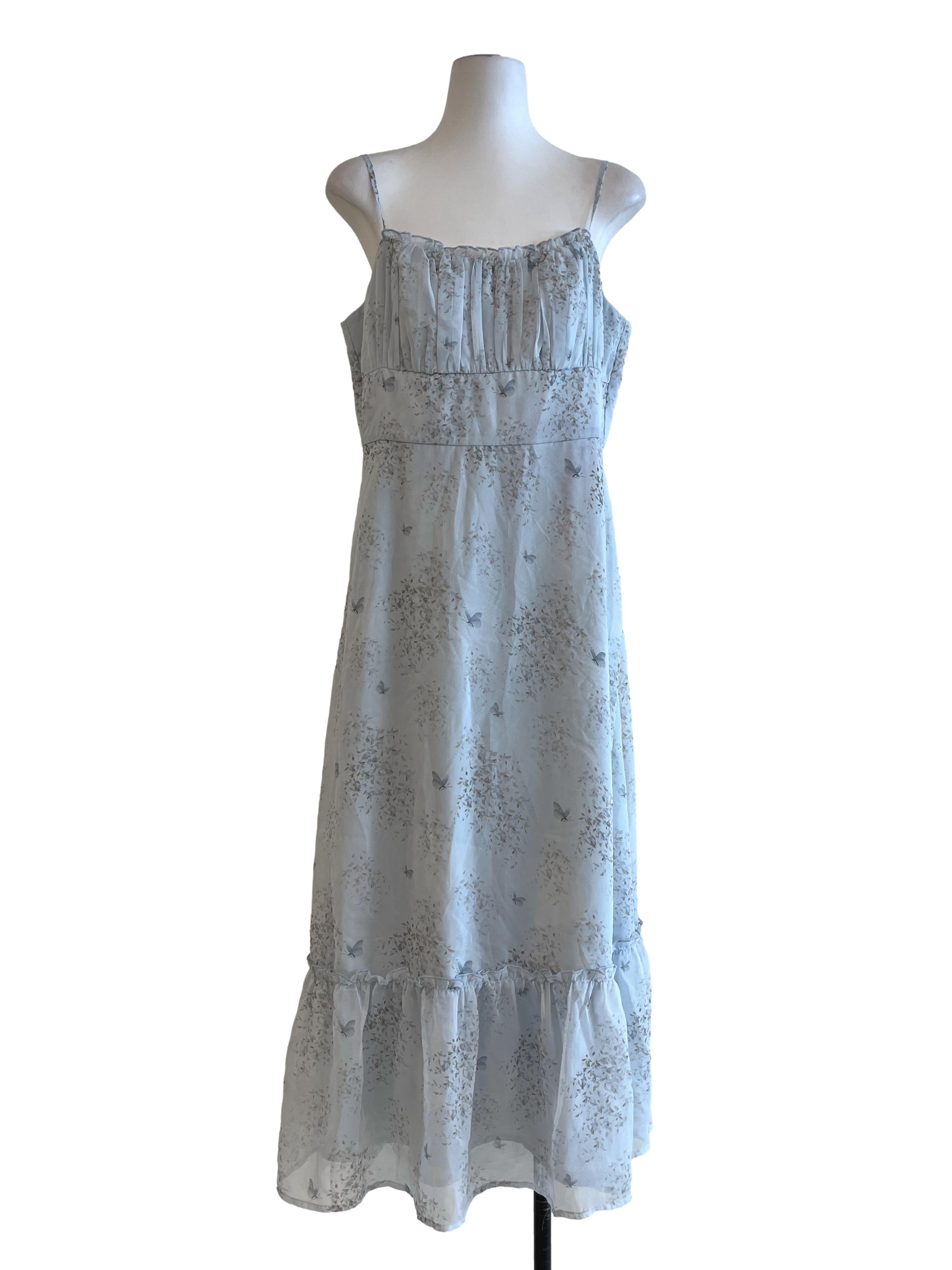 Sky Blue Spaghetti Sleeveless Maxi Dress