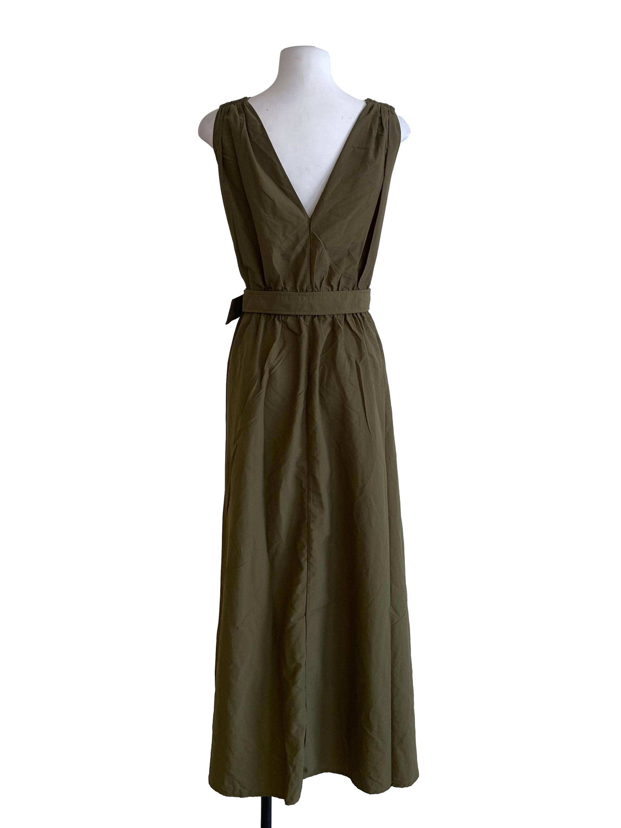 Pickle Green V-Neck Sleeveless Dress