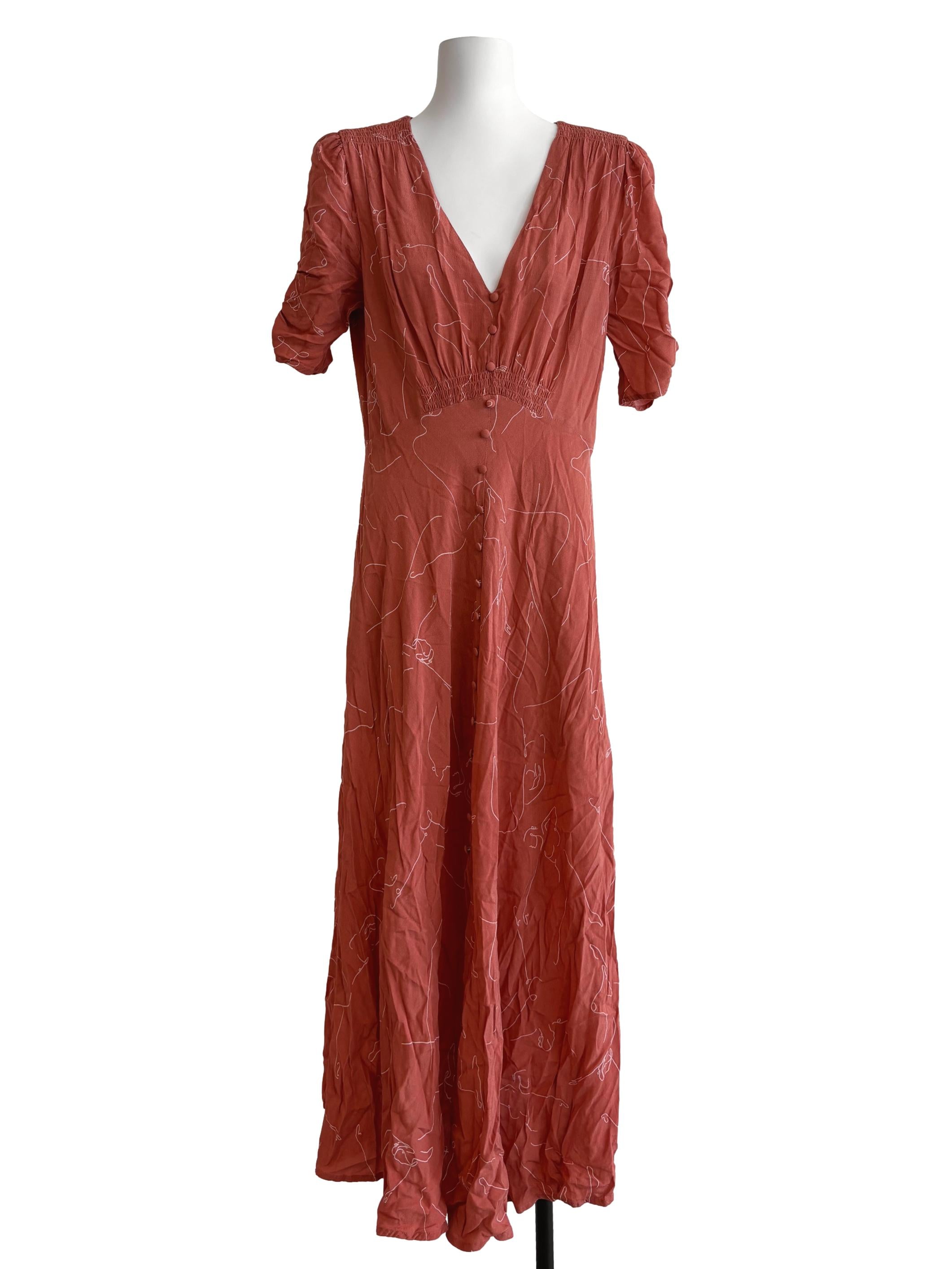 Coral Patterned Maxi Dress