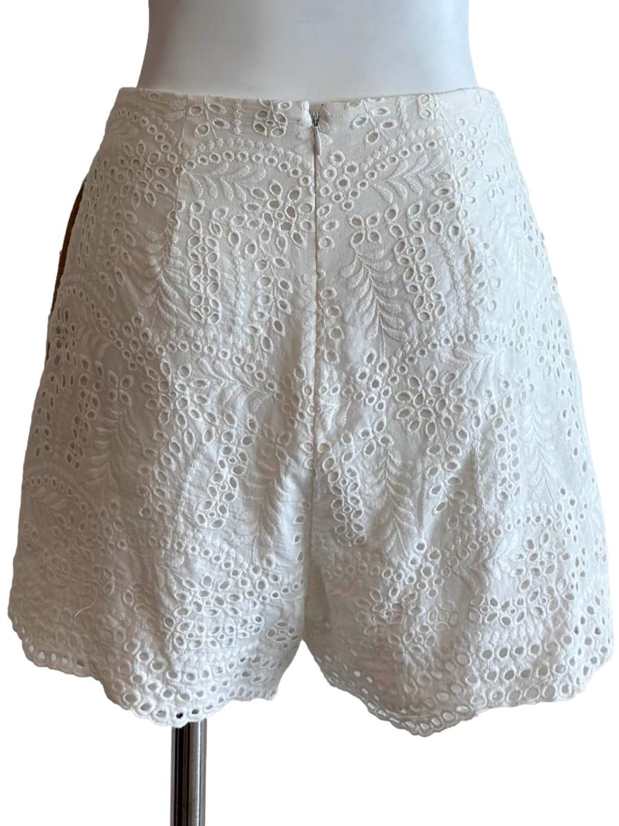 White Cotton Eyelet Shorts